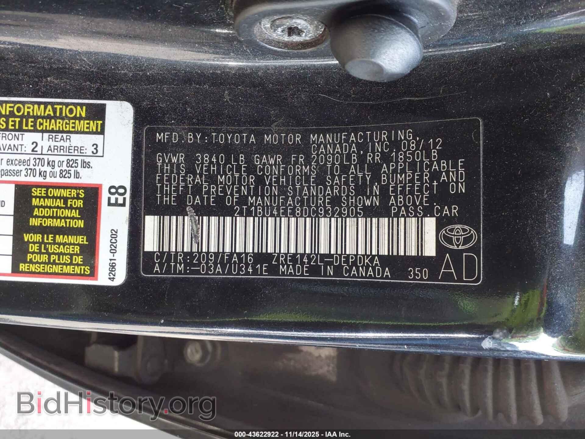 2013 TOYOTA COROLLA - VIN: 2T1BU4EE8DC932905 - Фото 9