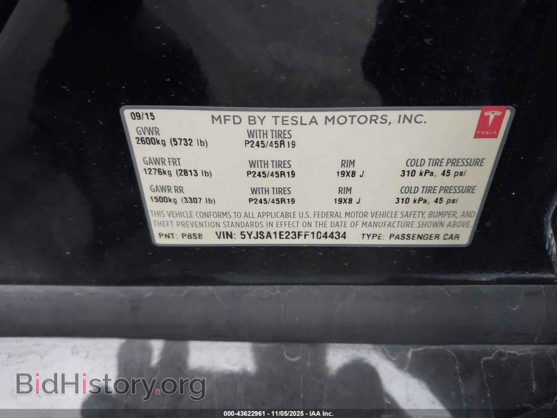 2015 TESLA MODEL S - VIN: 5YJSA1E23FF104434 - Photo 9