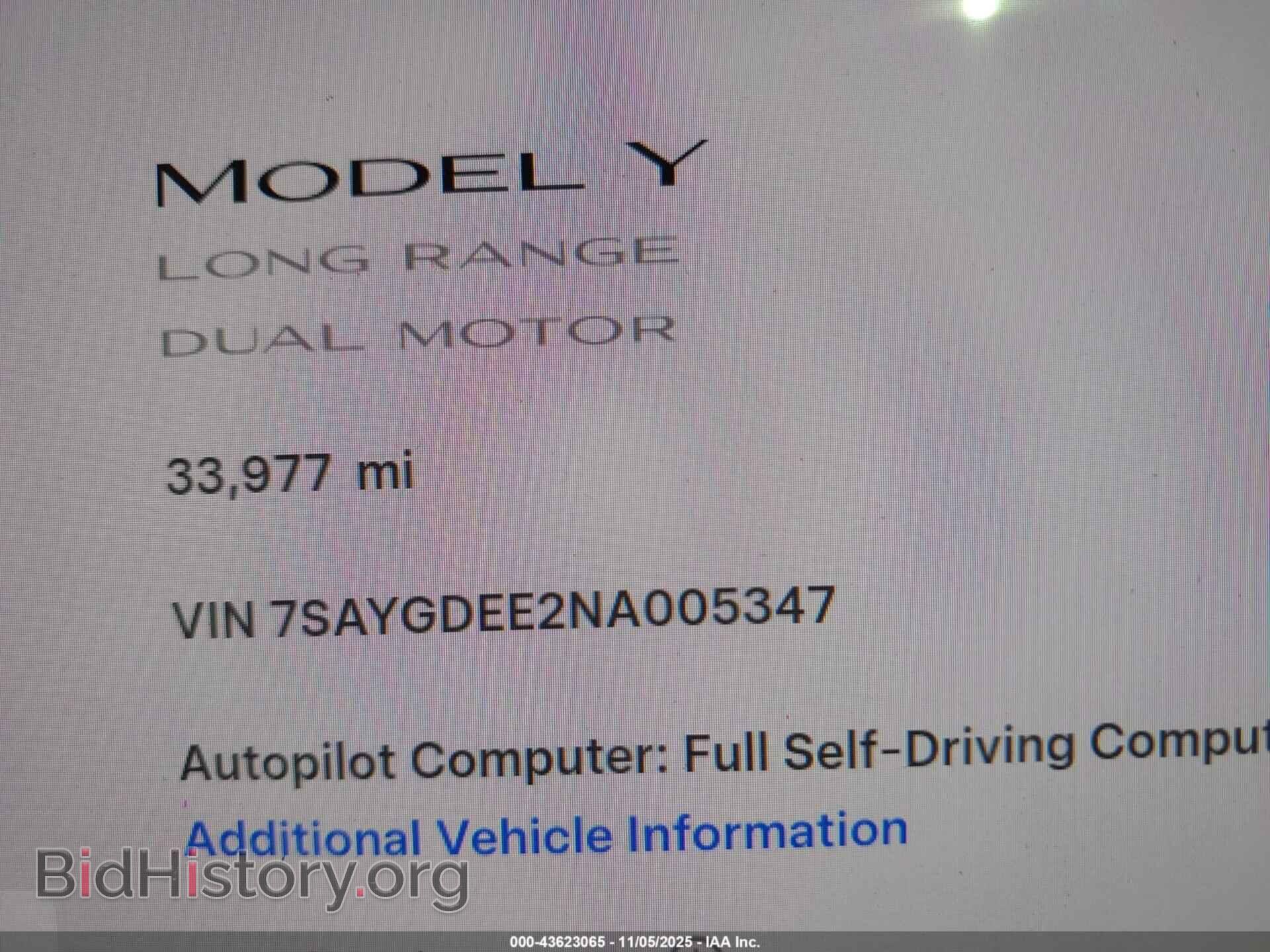 2022 TESLA MODEL Y - VIN: 7SAYGDEE2NA005347 - Фото 9