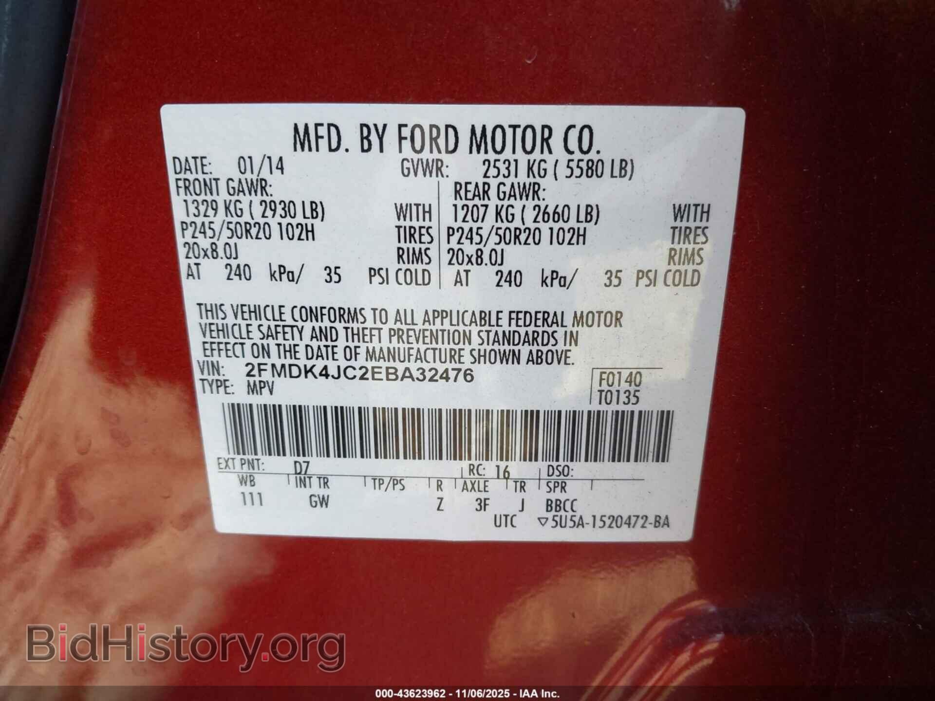 2014 FORD EDGE - VIN: 2FMDK4JC2EBA32476 - Photo 9