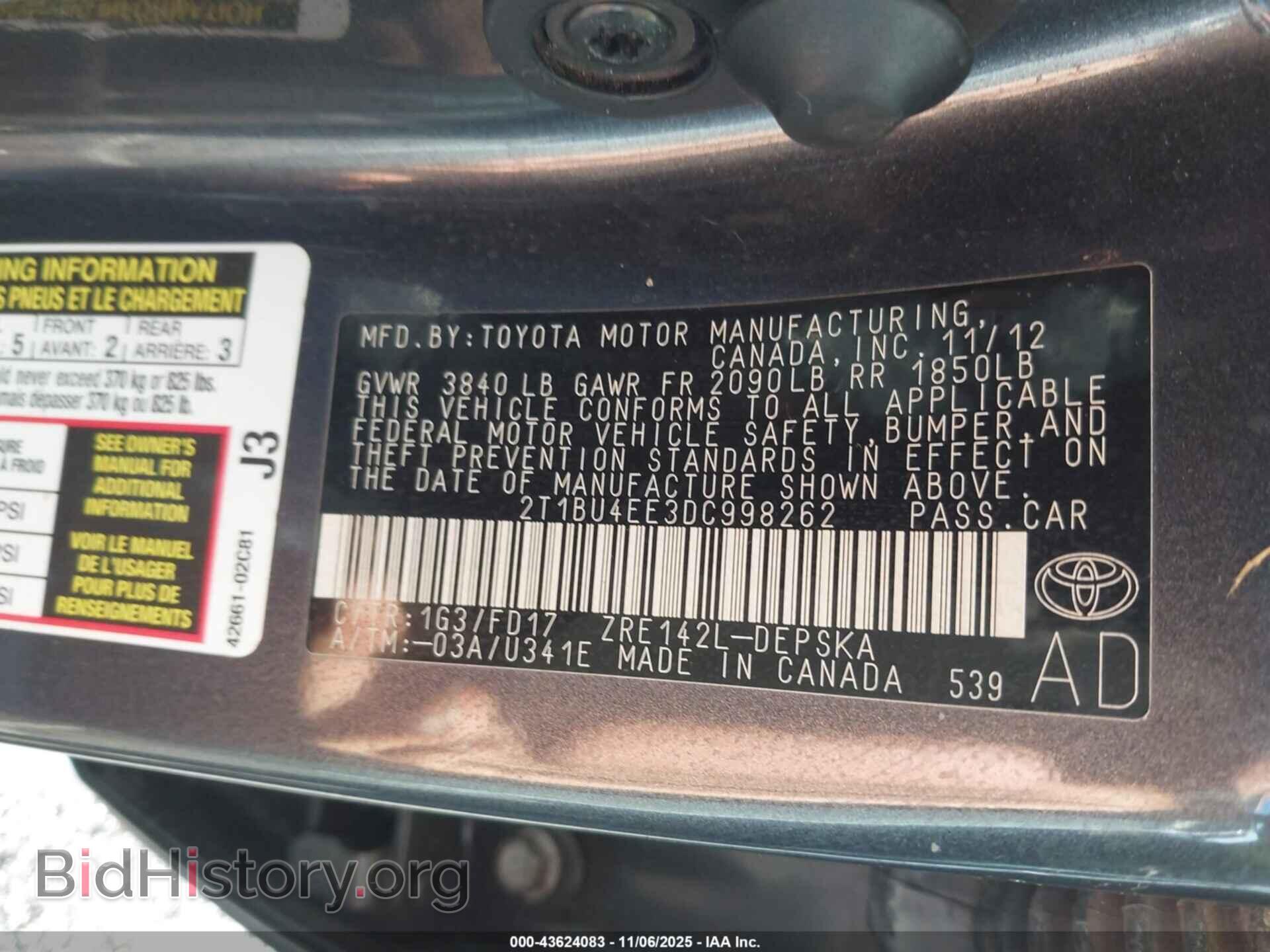 2013 TOYOTA COROLLA - VIN: 2T1BU4EE3DC998262 - Фото 9