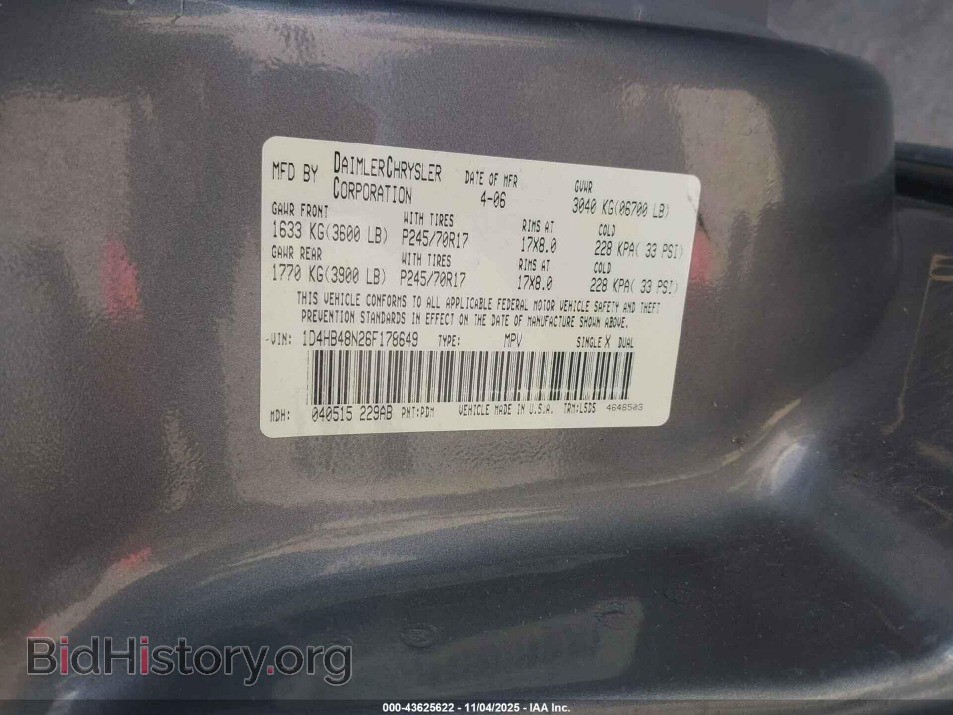 2006 DODGE DURANGO - VIN: 1D4HB48N26F178649 - Photo 9