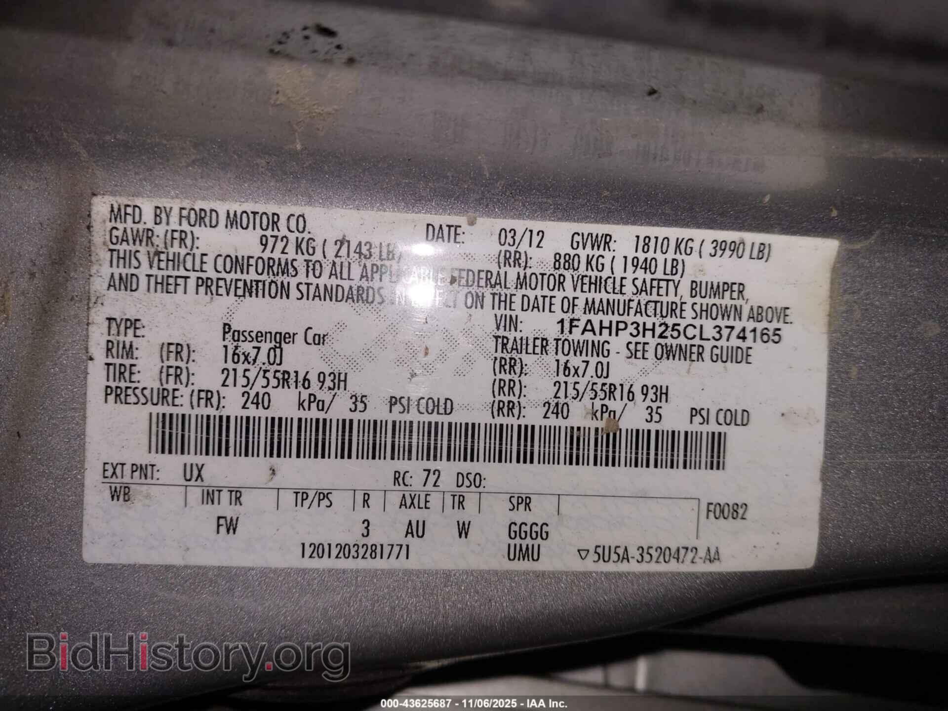2012 FORD FOCUS - VIN: 1FAHP3H25CL374165 - Фото 9