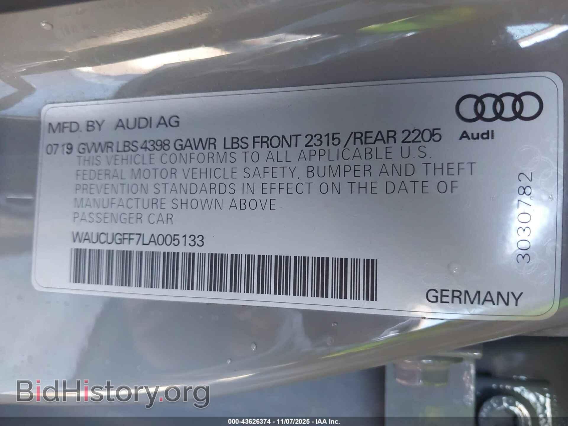 2020 AUDI A3 - VIN: WAUCUGFF7LA005133 - Фото 9