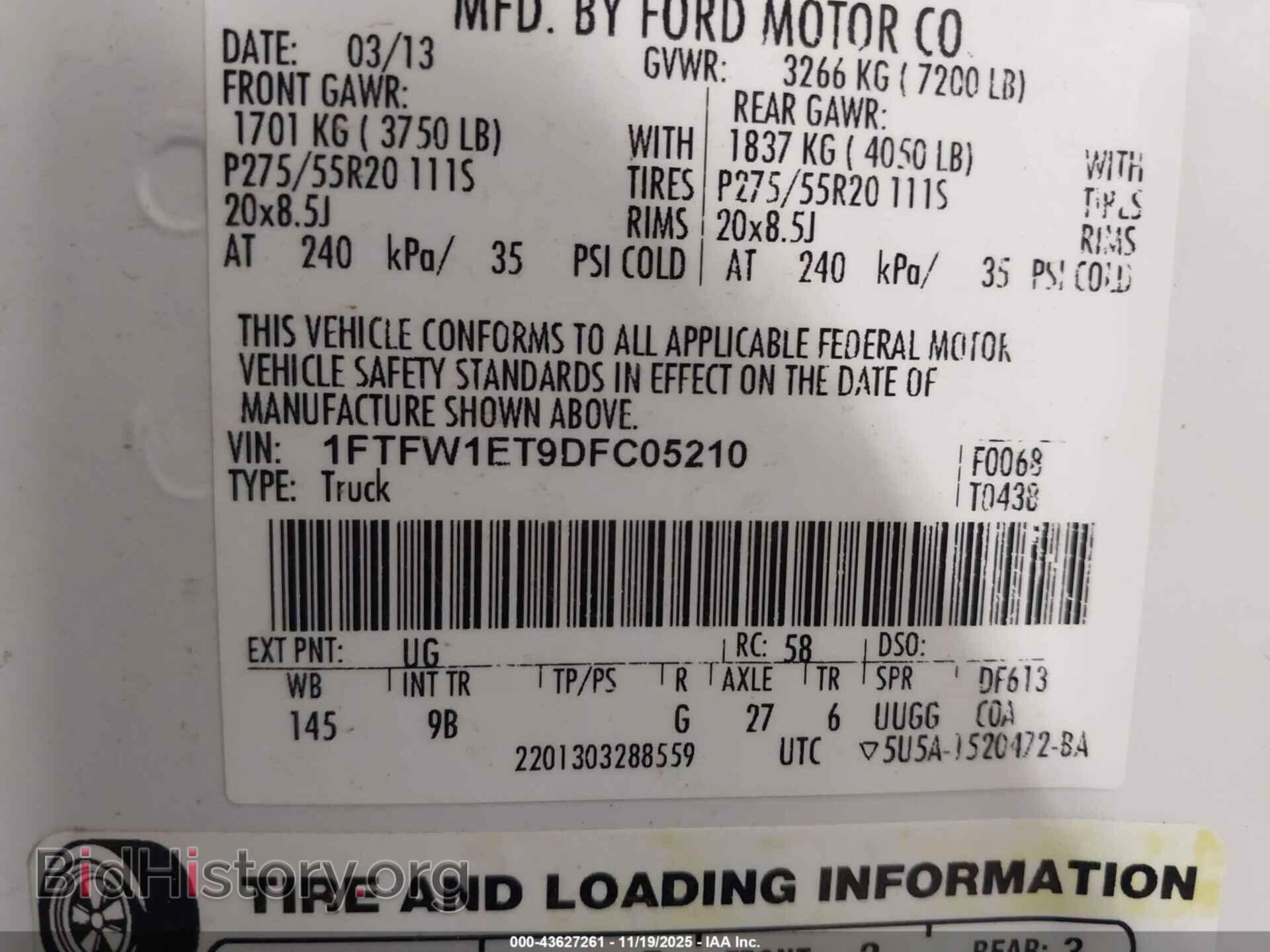 2013 FORD F-150 - VIN: 1FTFW1ET9DFC05210 - Фото 9