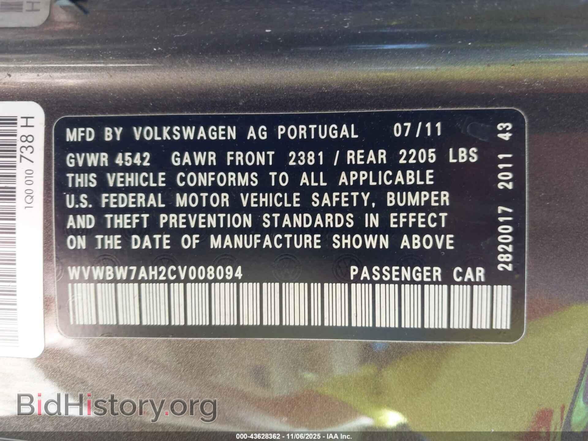 2012 VOLKSWAGEN EOS - VIN: WVWBW7AH2CV008094 - Фото 9