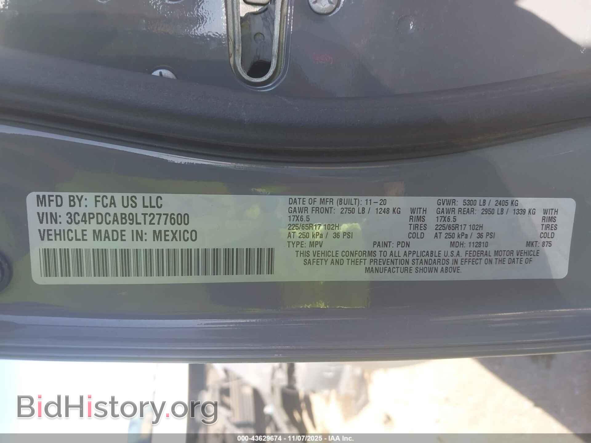 2020 DODGE JOURNEY - VIN: 3C4PDCAB9LT277600 - Фото 9