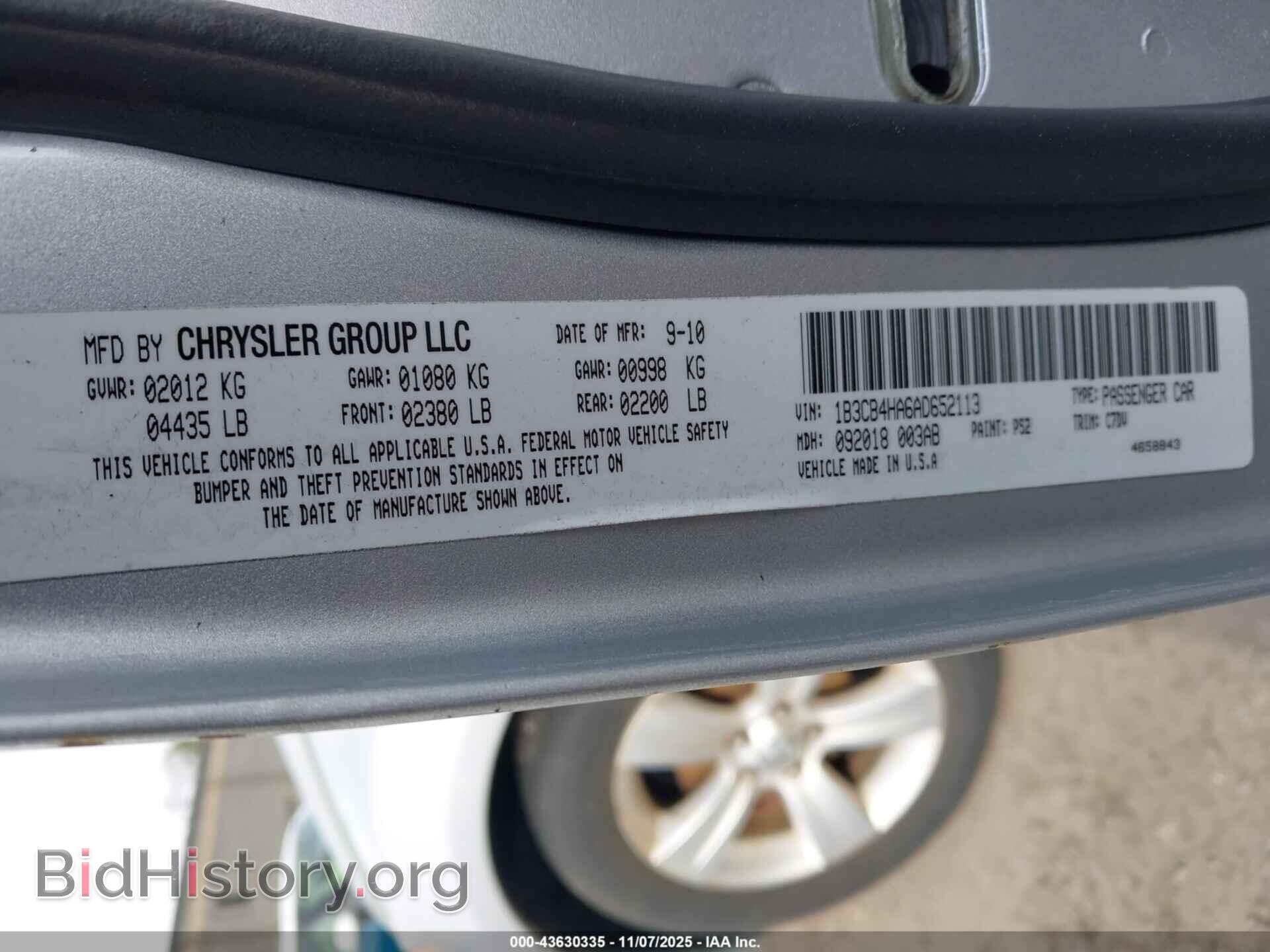 2010 DODGE CALIBER - VIN: 1B3CB4HA6AD652113 - Photo 9