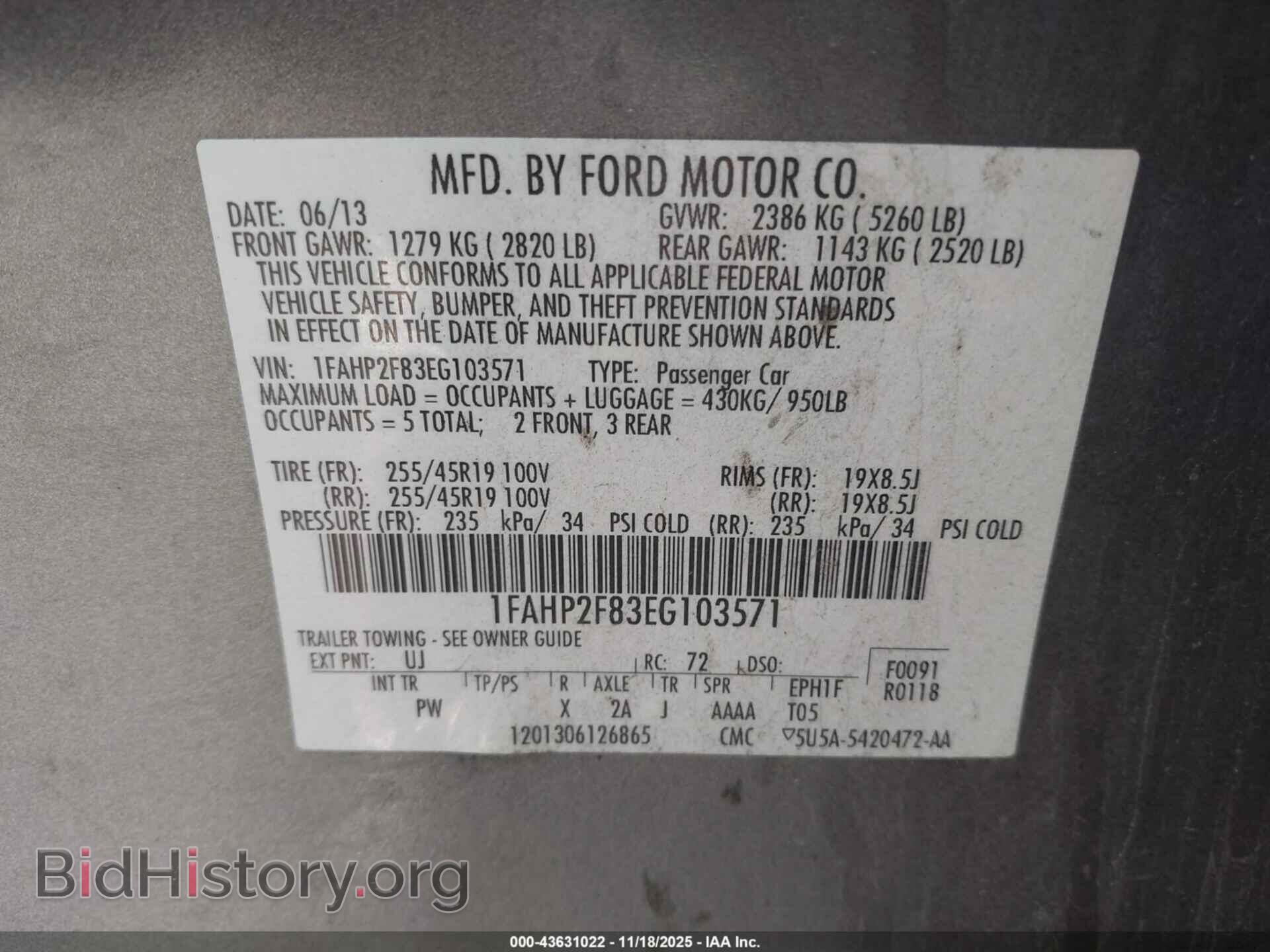 2014 FORD TAURUS - VIN: 1FAHP2F83EG103571 - Photo 9