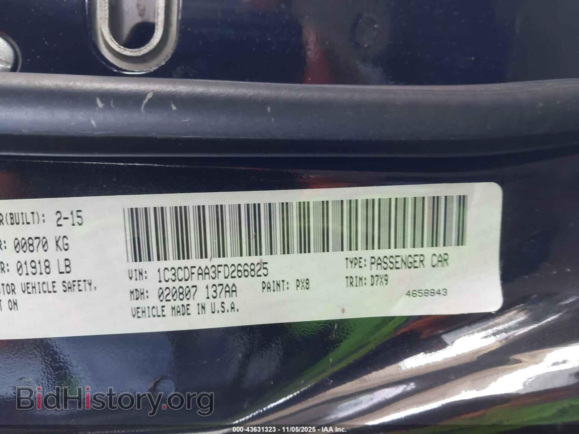 2015 DODGE DART - VIN: 1C3CDFAA3FD266825 - Фото 9