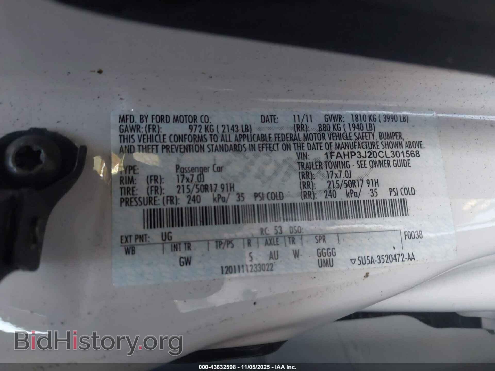 2012 FORD FOCUS - VIN: 1FAHP3J20CL301568 - Фото 9