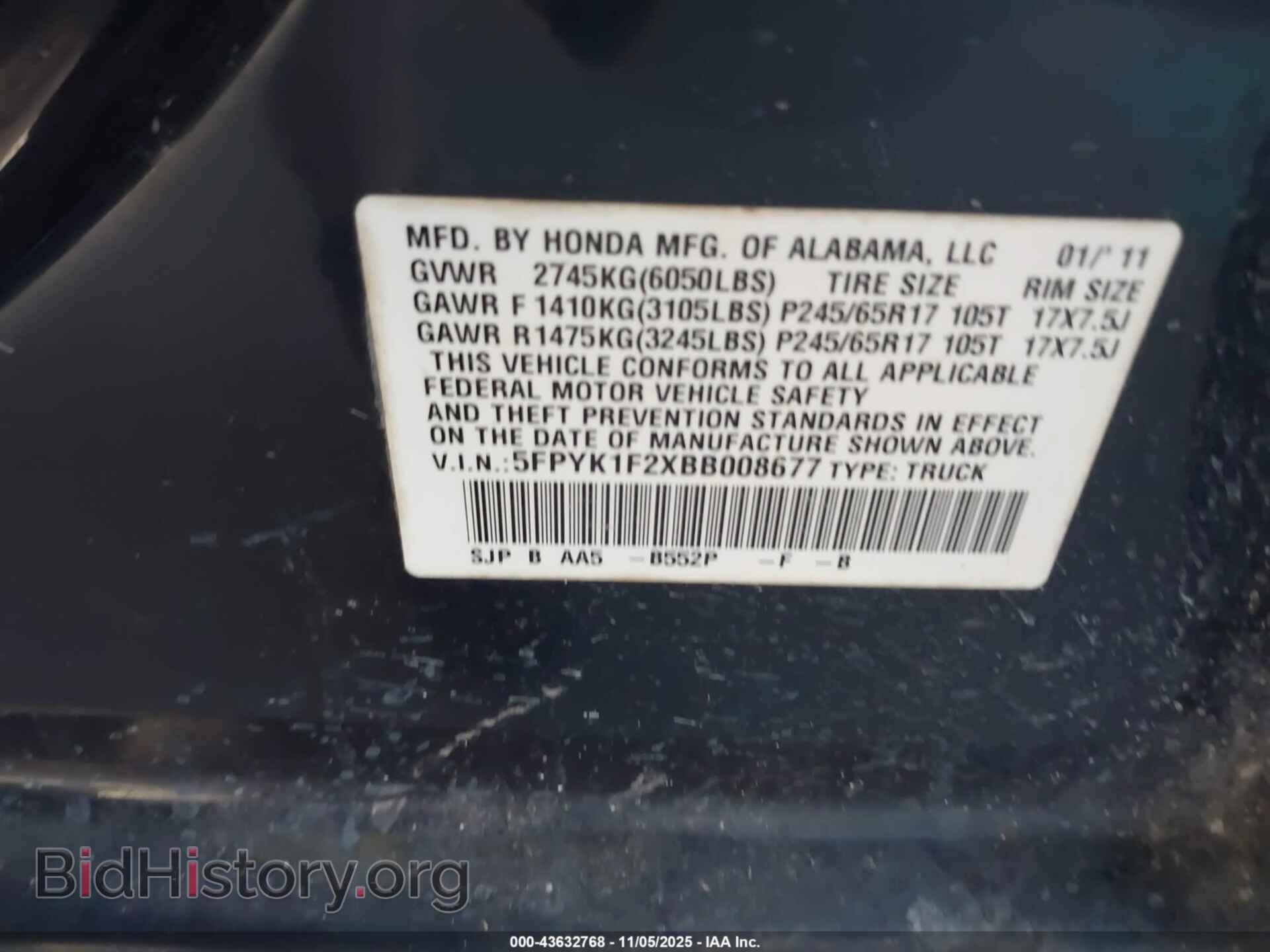 2011 HONDA RIDGELINE - VIN: 5FPYK1F2XBB008677 - Photo 9