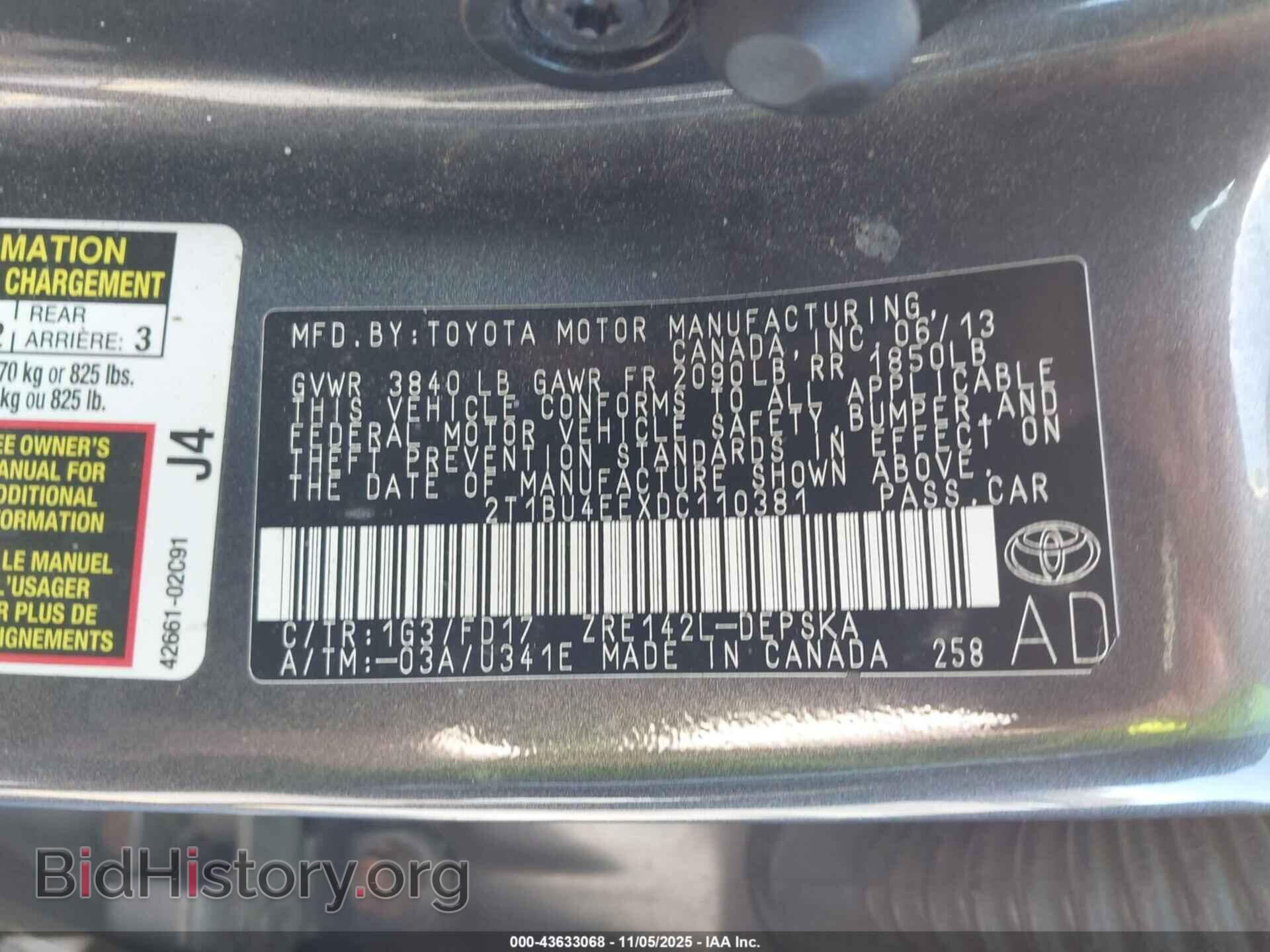 2013 TOYOTA COROLLA - VIN: 2T1BU4EEXDC110381 - Фото 9