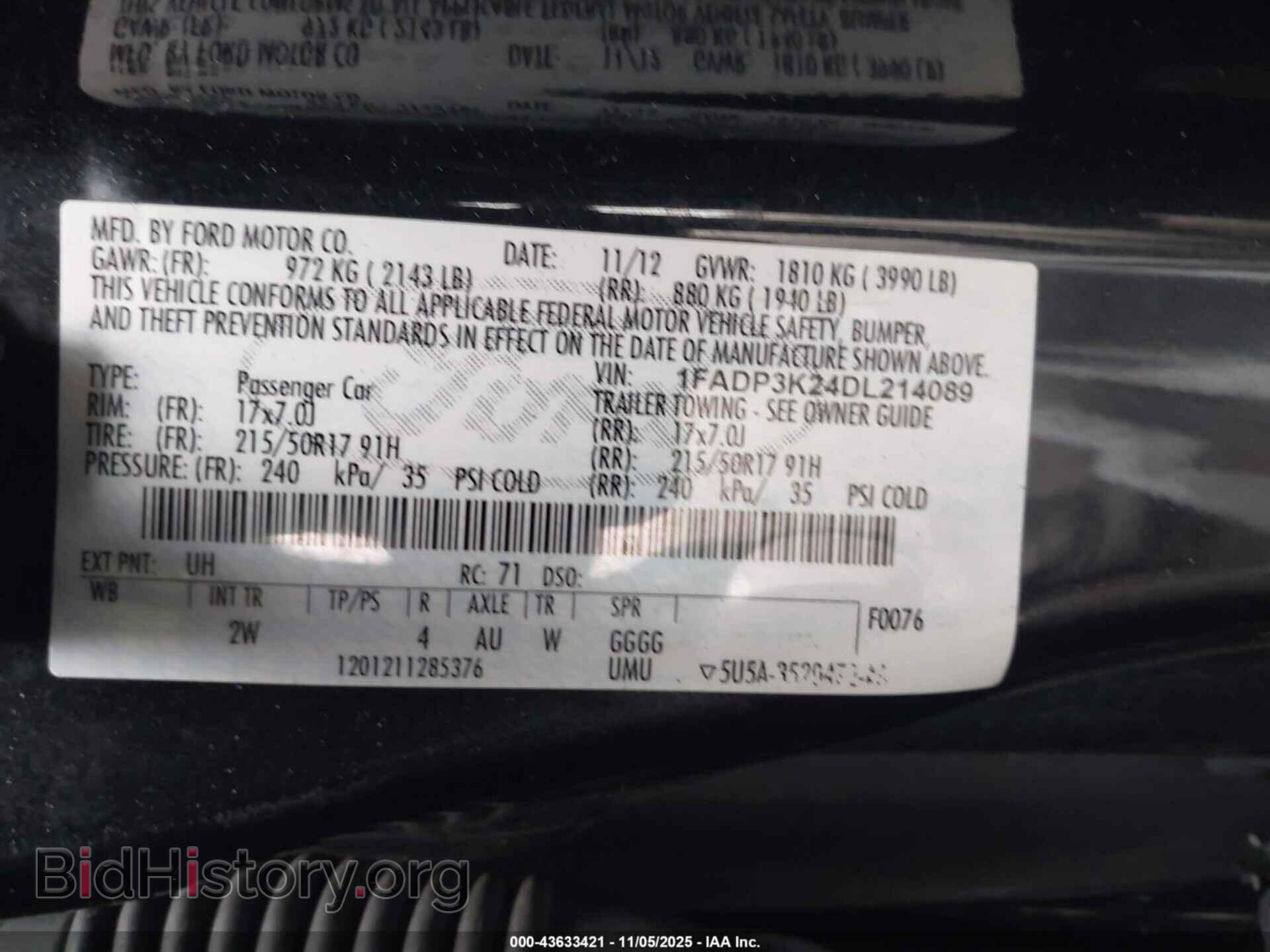 2013 FORD FOCUS - VIN: 1FADP3K24DL214089 - Фото 9
