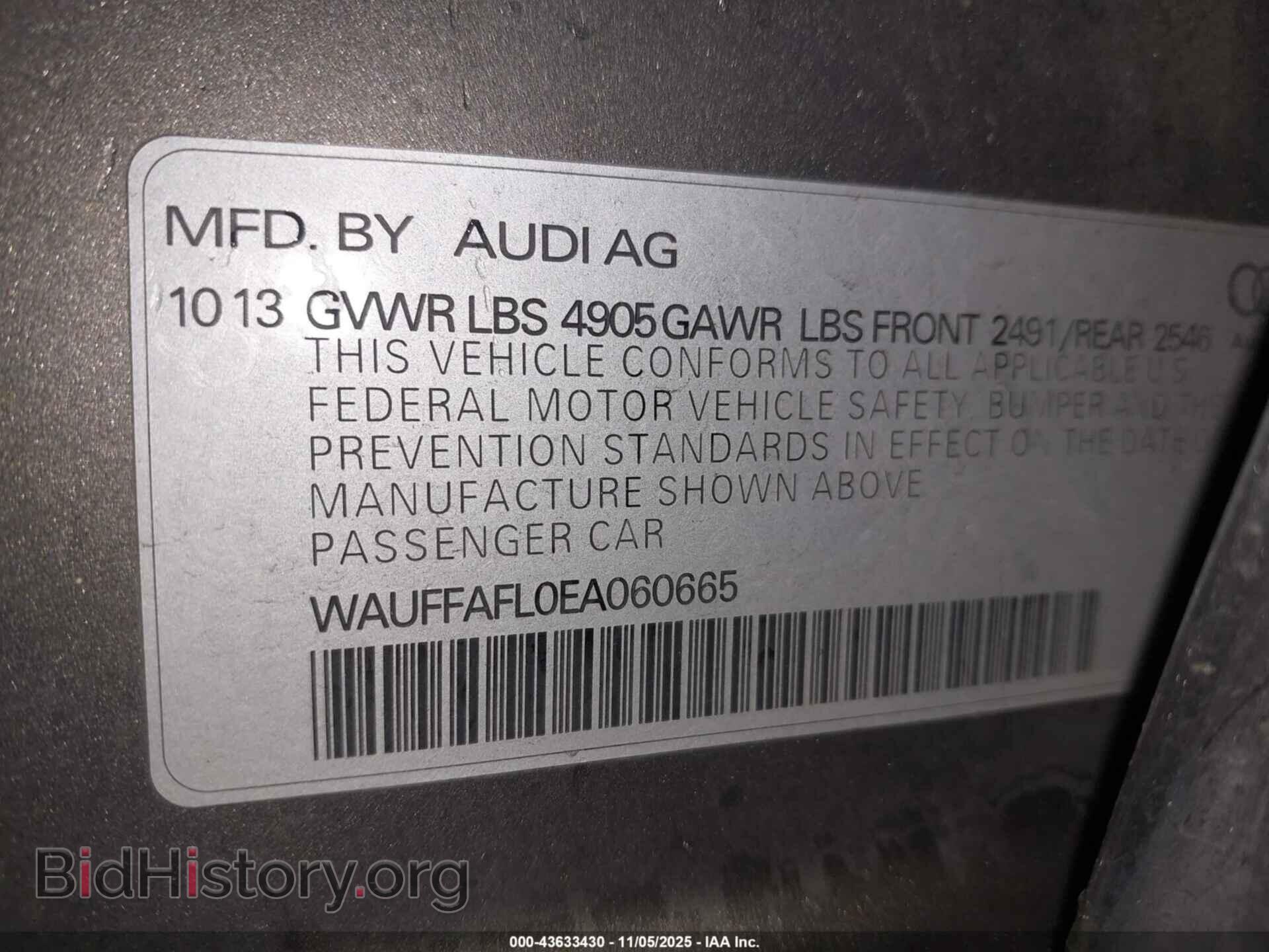 2014 AUDI A4 - VIN: WAUFFAFL0EA060665 - Фото 9