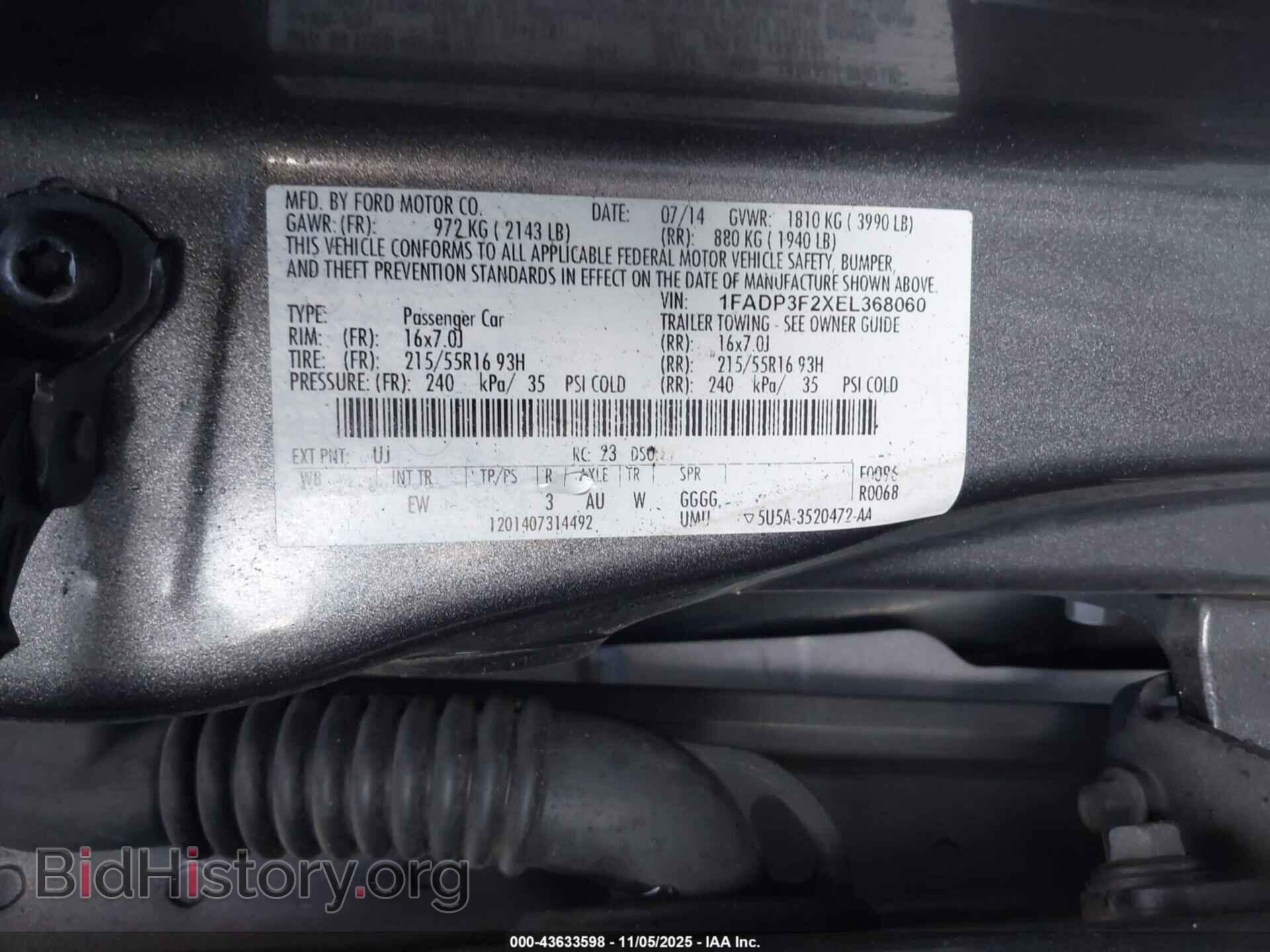 2014 FORD FOCUS - VIN: 1FADP3F2XEL368060 - Фото 9