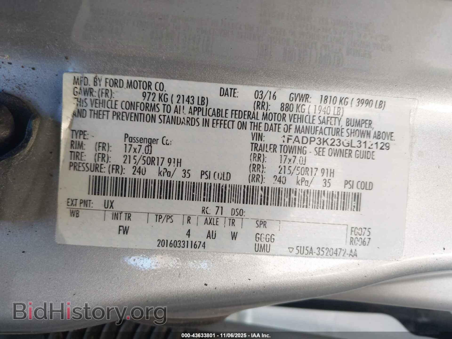 2016 FORD FOCUS - VIN: 1FADP3K23GL312129 - Фото 9