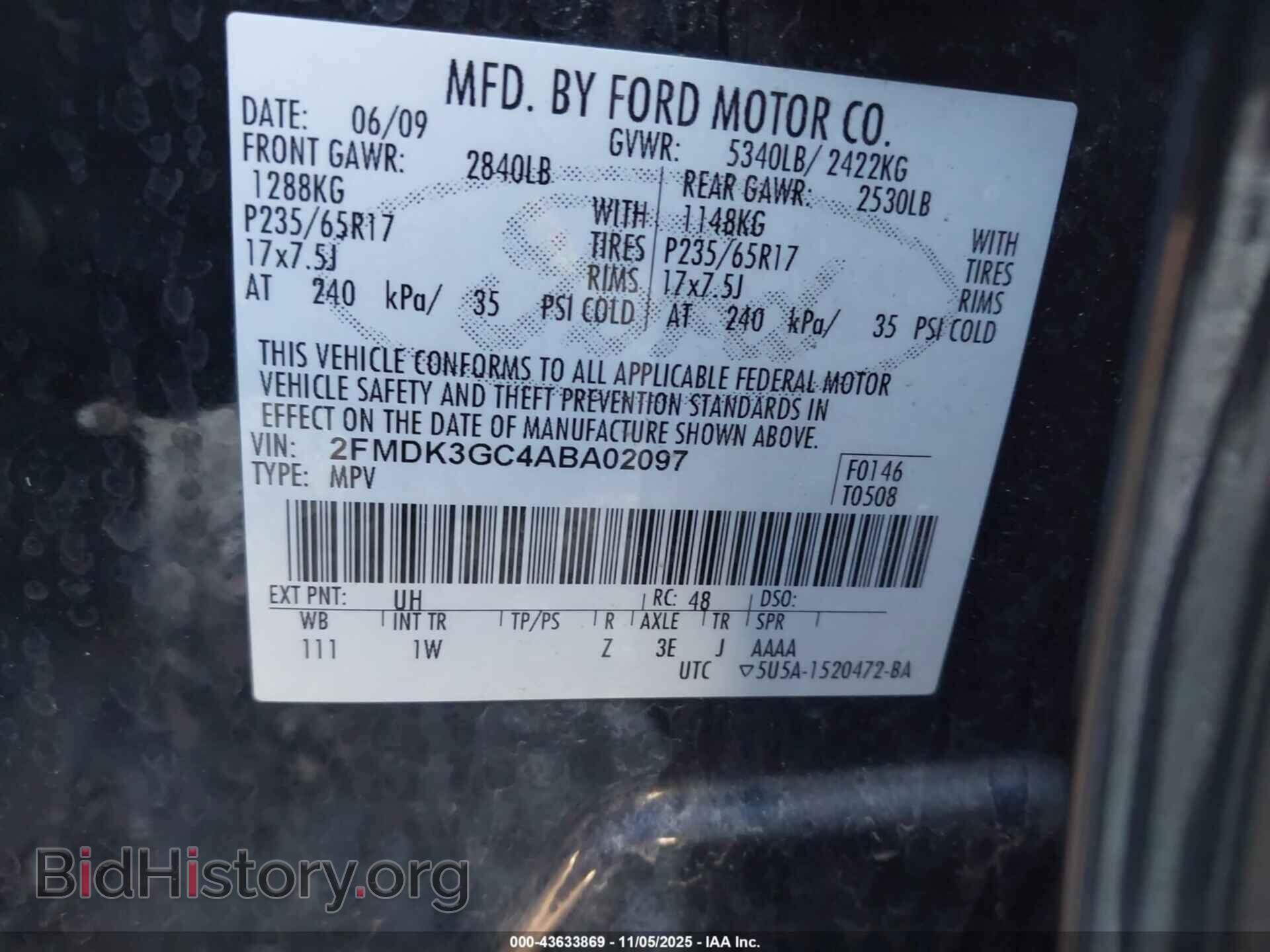 2010 FORD EDGE - VIN: 2FMDK3GC4ABA02097 - Photo 9