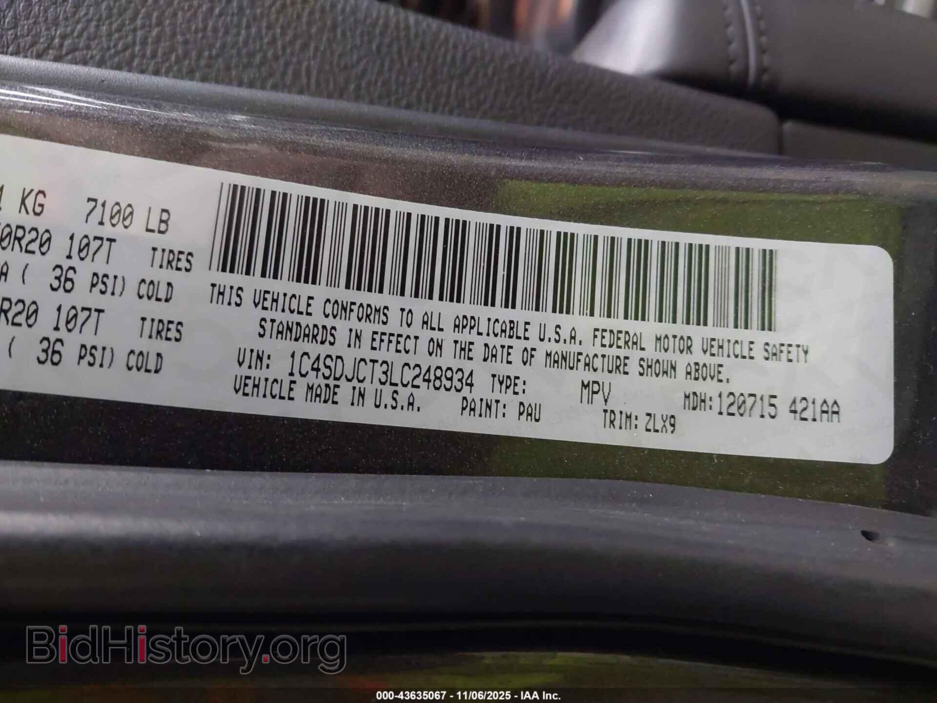 2020 DODGE DURANGO - VIN: 1C4SDJCT3LC248934 - Фото 9