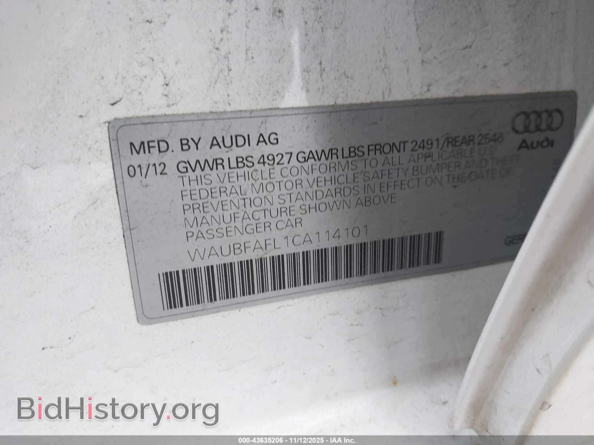 2012 AUDI A4 - VIN: WAUBFAFL1CA114101 - Фото 9