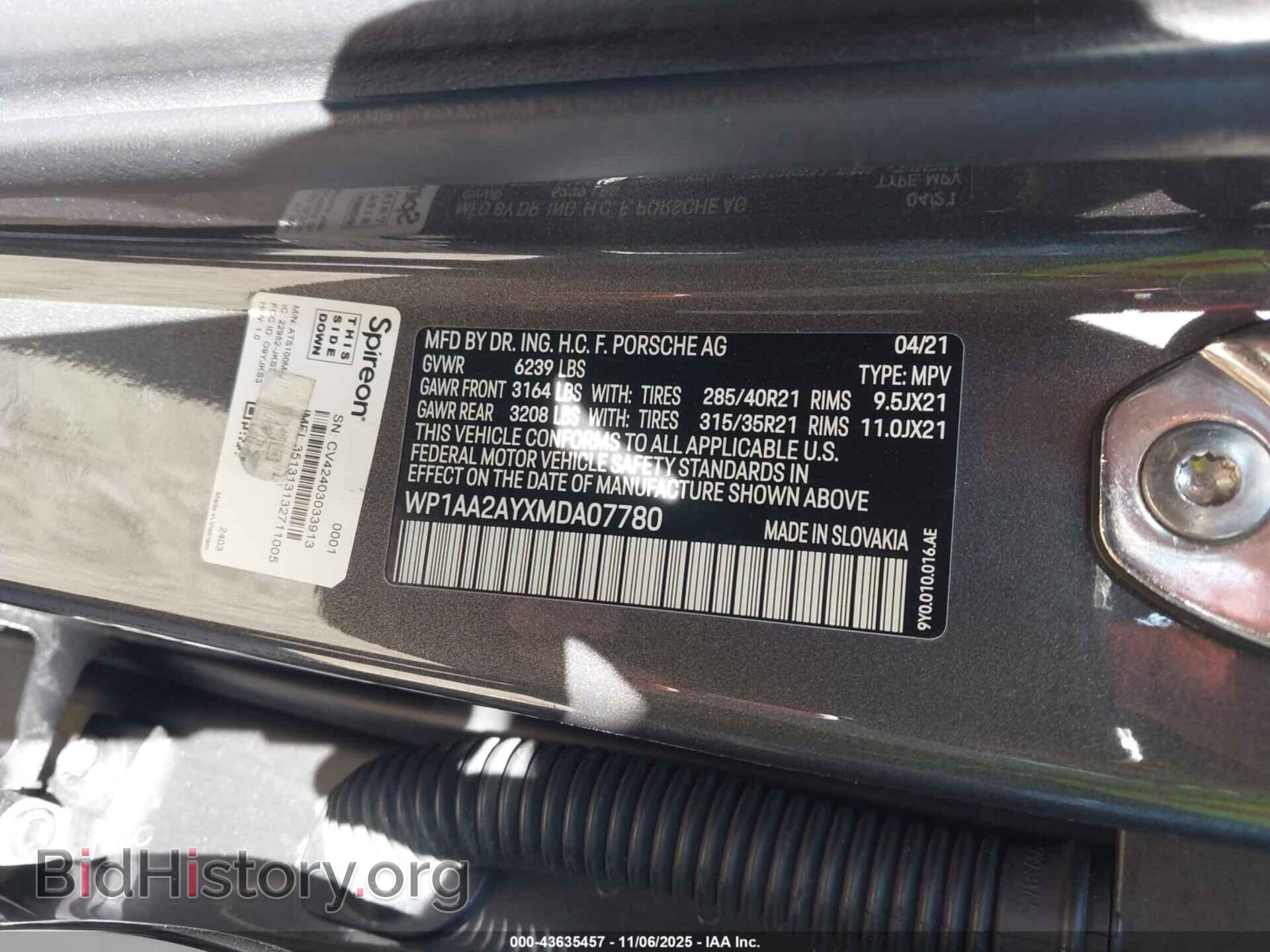 2021 PORSCHE CAYENNE - VIN: WP1AA2AYXMDA07780 - Photo 9