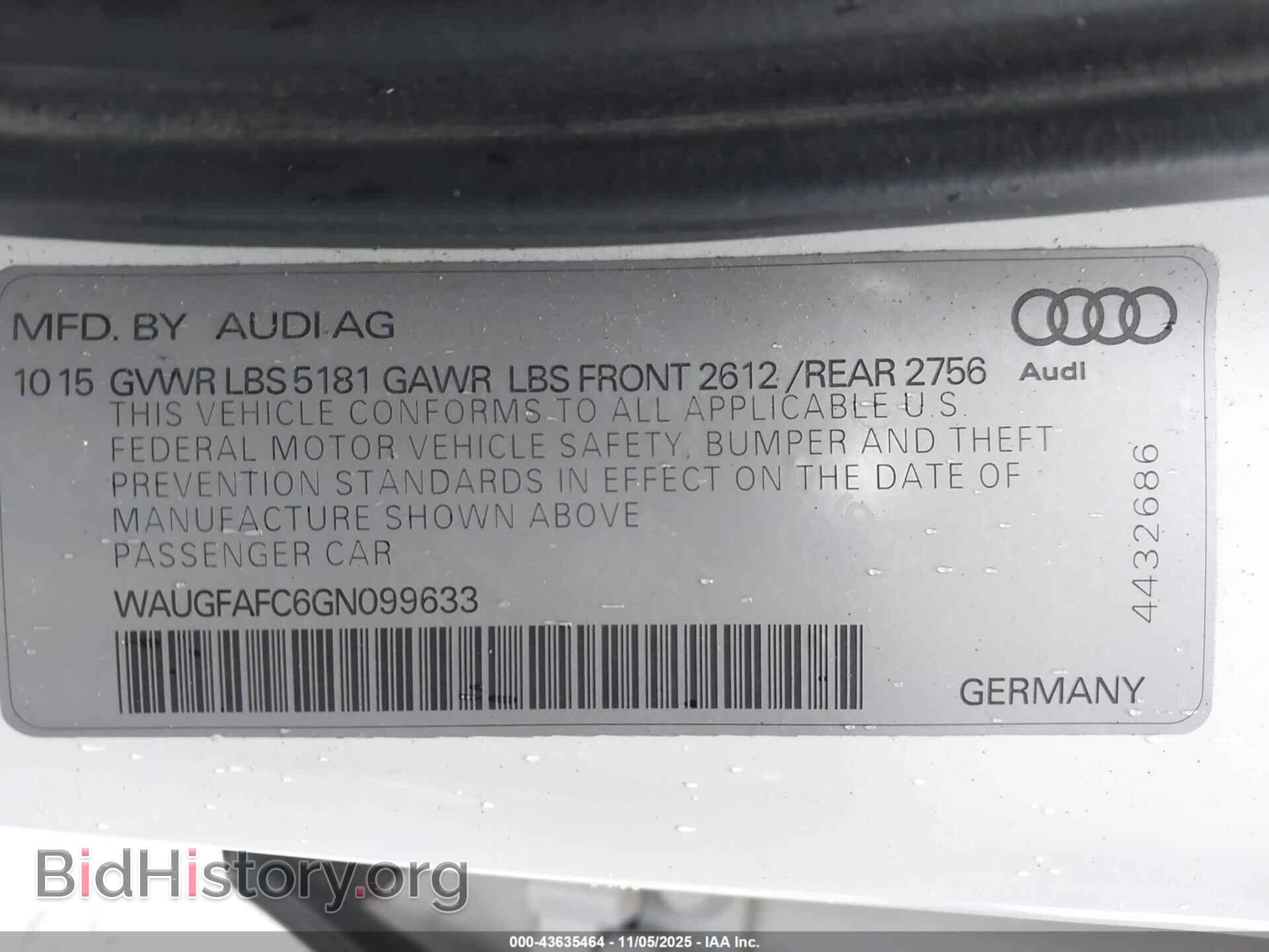 2016 AUDI A6 - VIN: WAUGFAFC6GN099633 - Фото 9