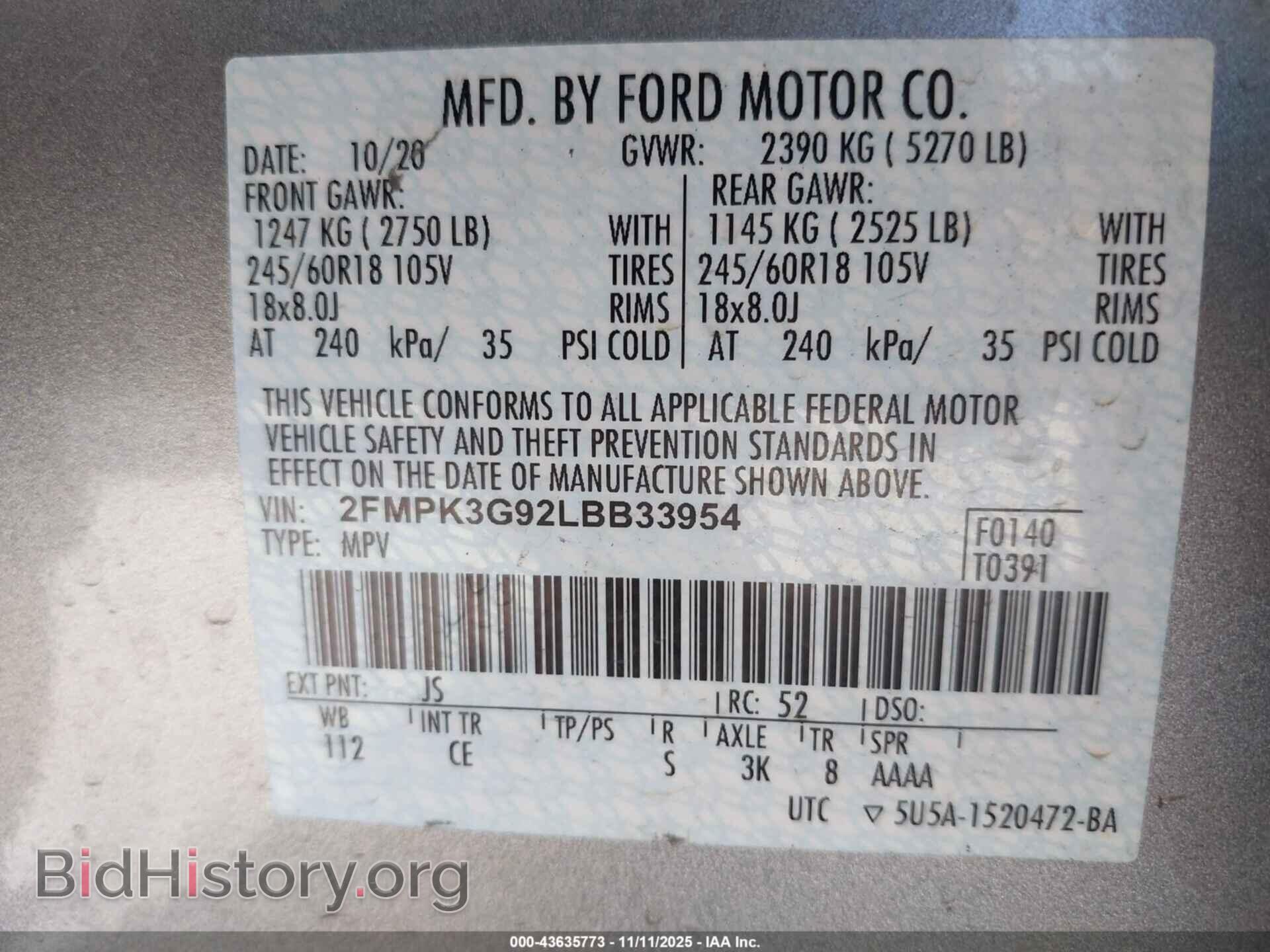 2020 FORD EDGE - VIN: 2FMPK3G92LBB33954 - Photo 9