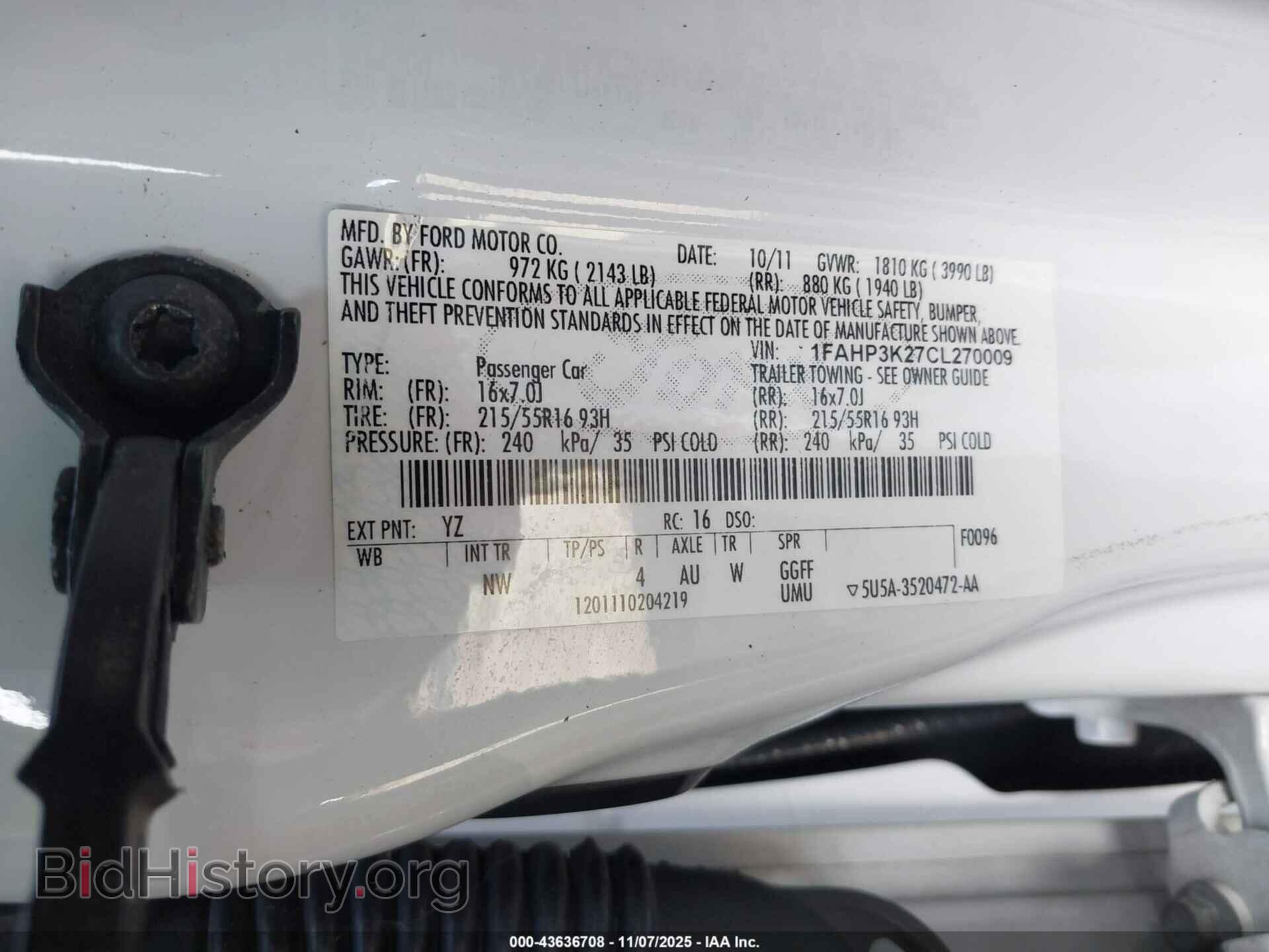 2012 FORD FOCUS - VIN: 1FAHP3K27CL270009 - Фото 9