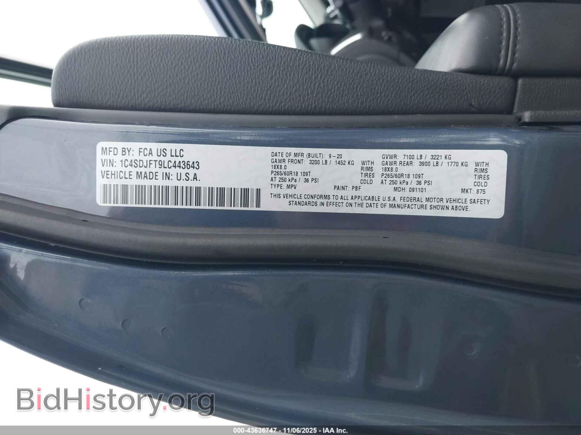 2020 DODGE DURANGO - VIN: 1C4SDJFT9LC443643 - Фото 9