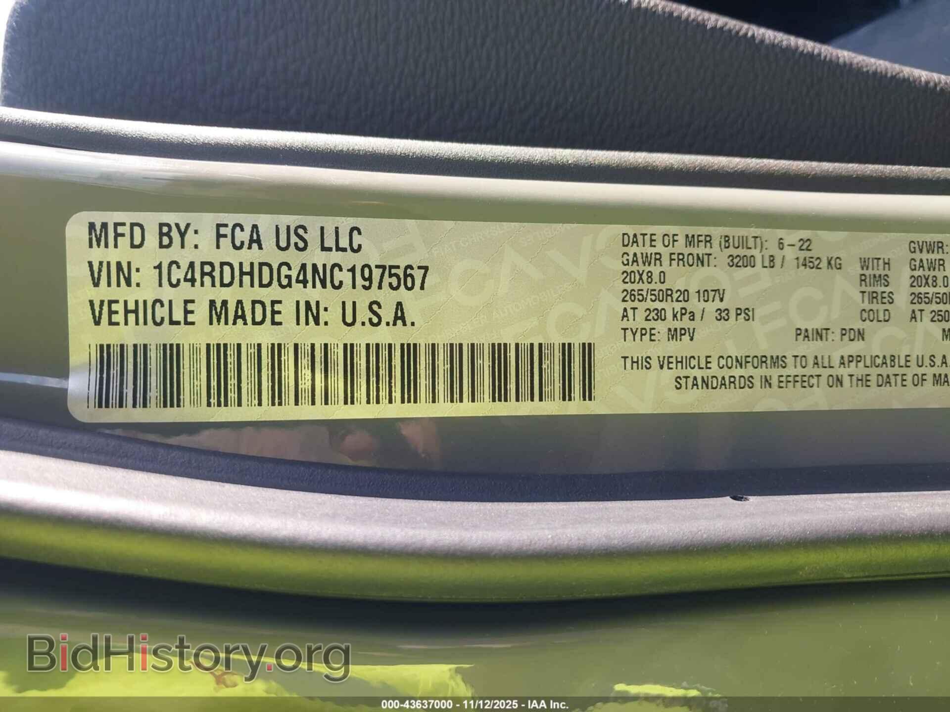 2022 DODGE DURANGO - VIN: 1C4RDHDG4NC197567 - Фото 9