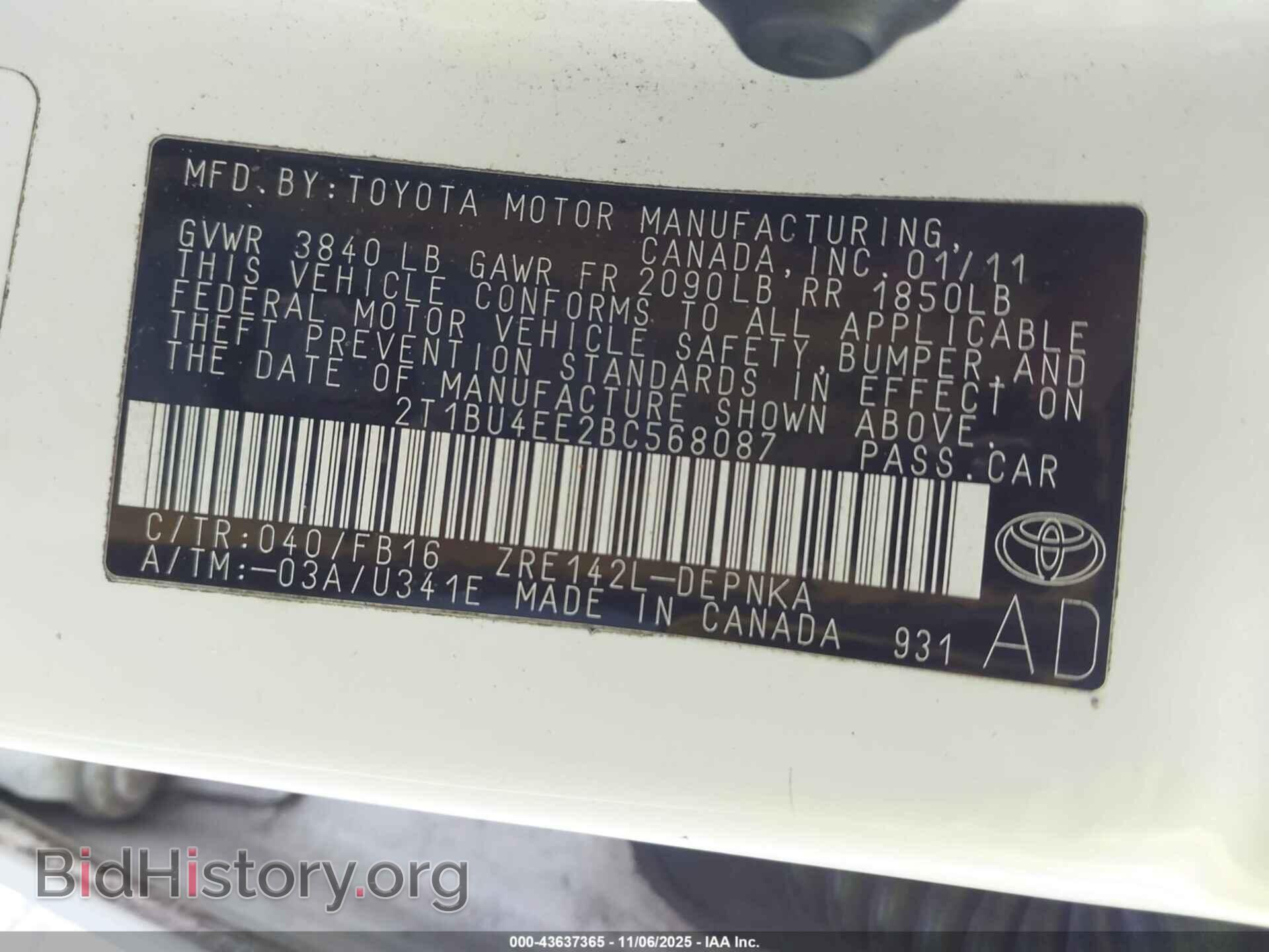 2011 TOYOTA COROLLA - VIN: 2T1BU4EE2BC568087 - Фото 9
