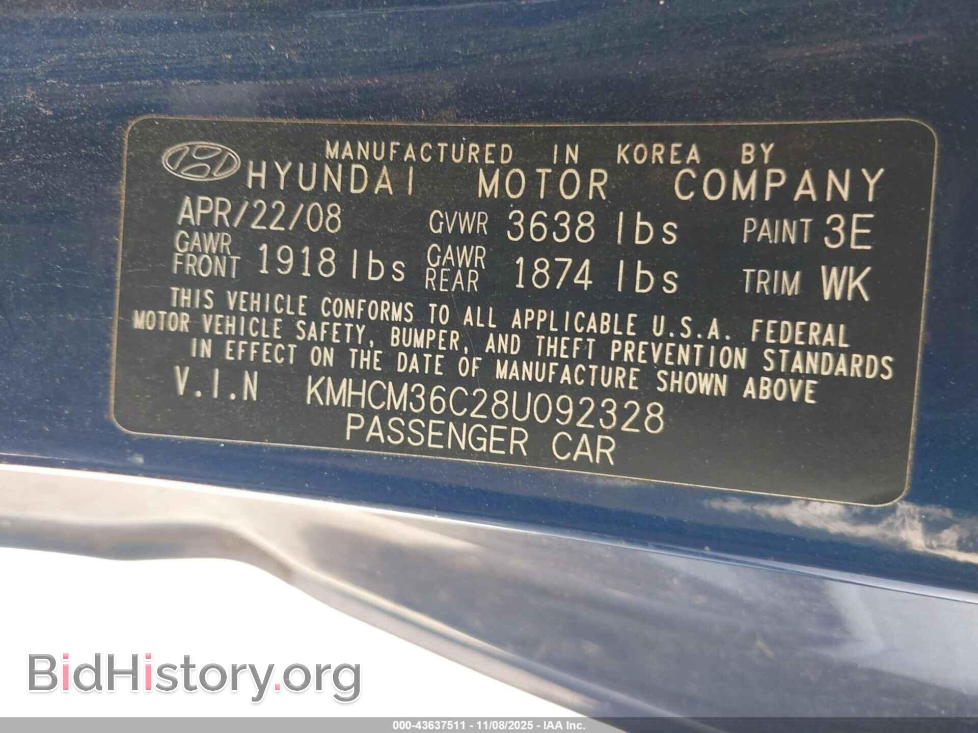 2008 HYUNDAI ACCENT - VIN: KMHCM36C28U092328 - Фото 9