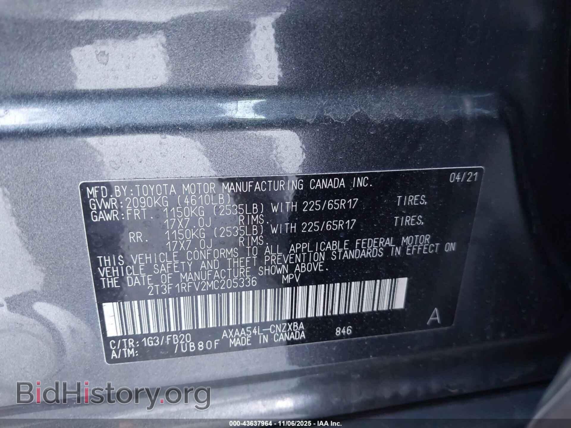 2021 TOYOTA RAV4 - VIN: 2T3F1RFV2MC205336 - Фото 9