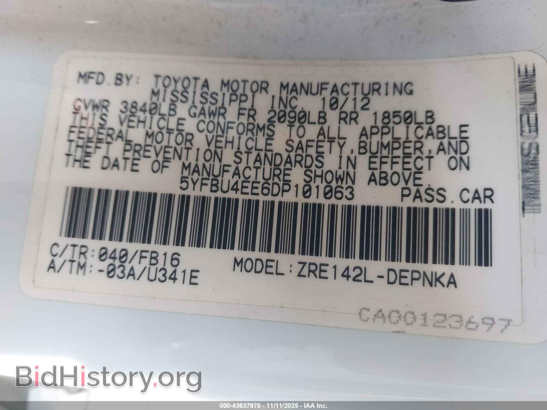2013 TOYOTA COROLLA - VIN: 5YFBU4EE6DP101063 - Фото 9