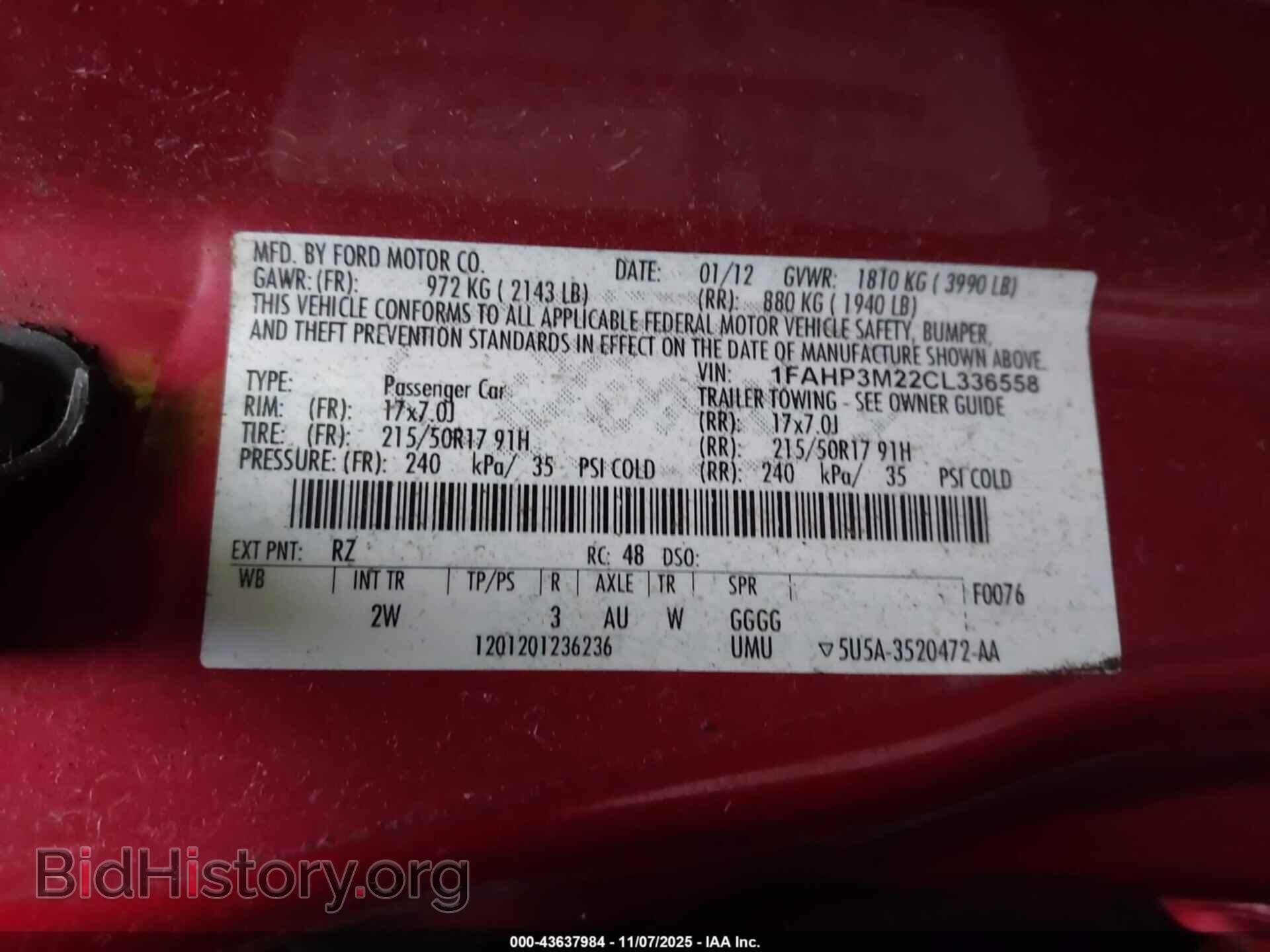 2012 FORD FOCUS - VIN: 1FAHP3M22CL336558 - Фото 9