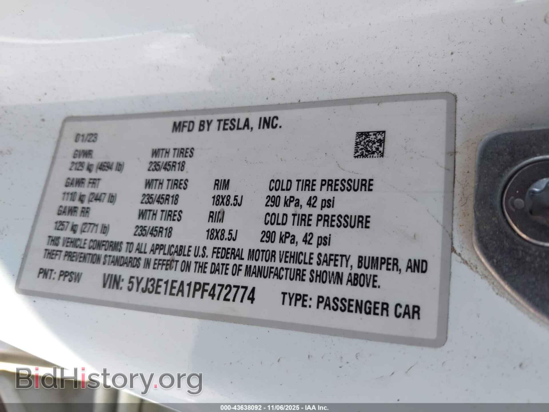 2023 TESLA MODEL 3 - VIN: 5YJ3E1EA1PF472774 - Фото 9