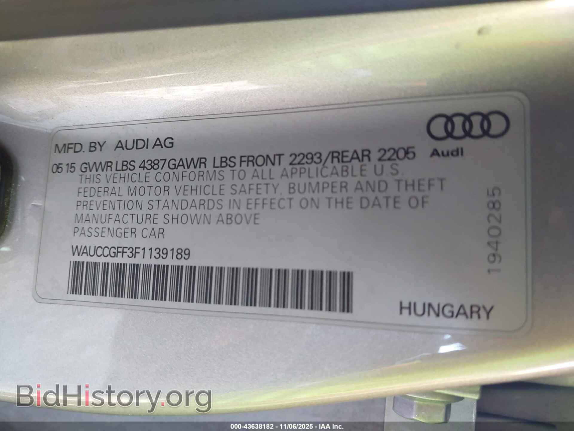 2015 AUDI A3 - VIN: WAUCCGFF3F1139189 - Фото 9