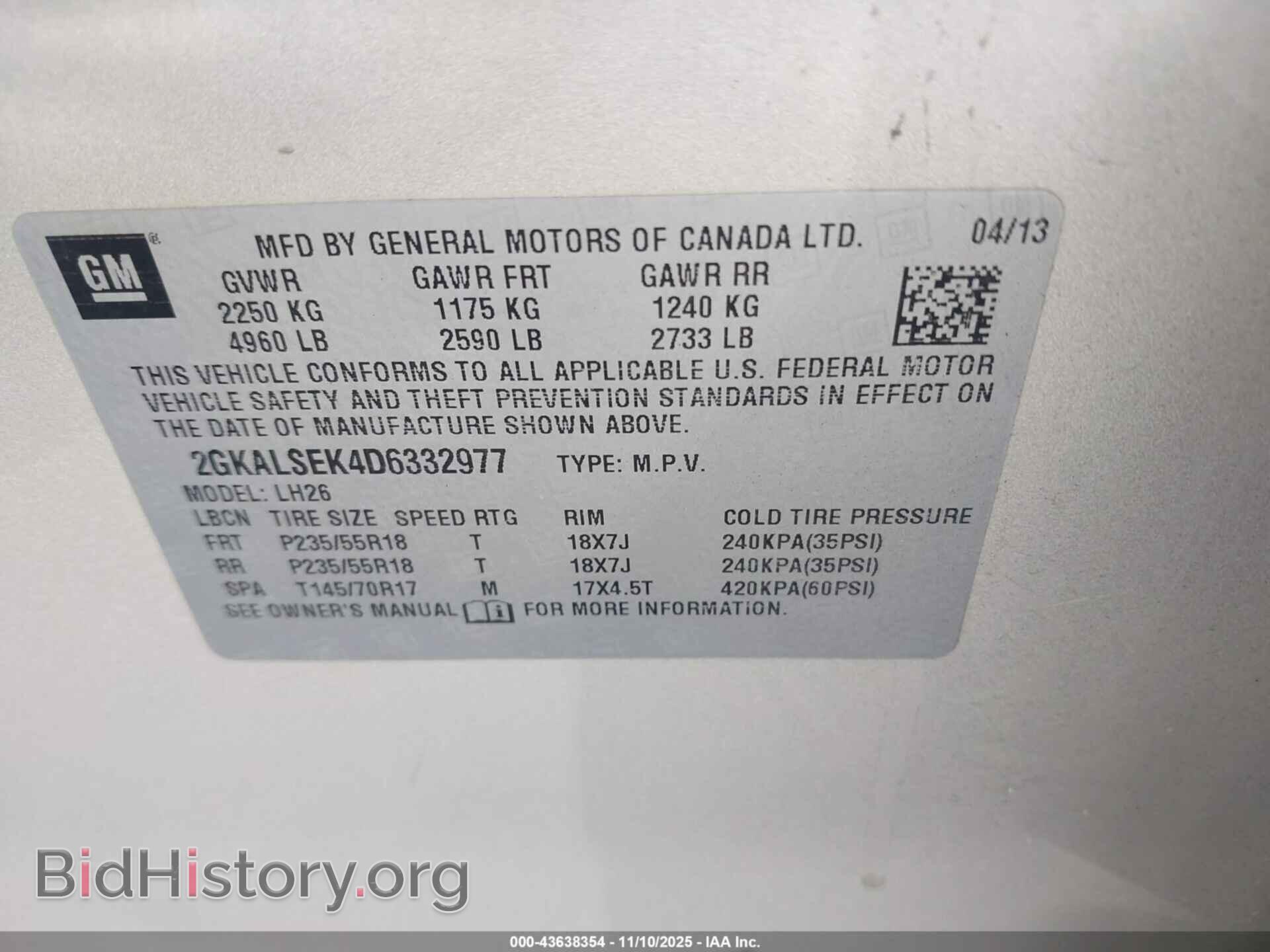 2013 GMC TERRAIN - VIN: 2GKALSEK4D6332977 - Photo 9