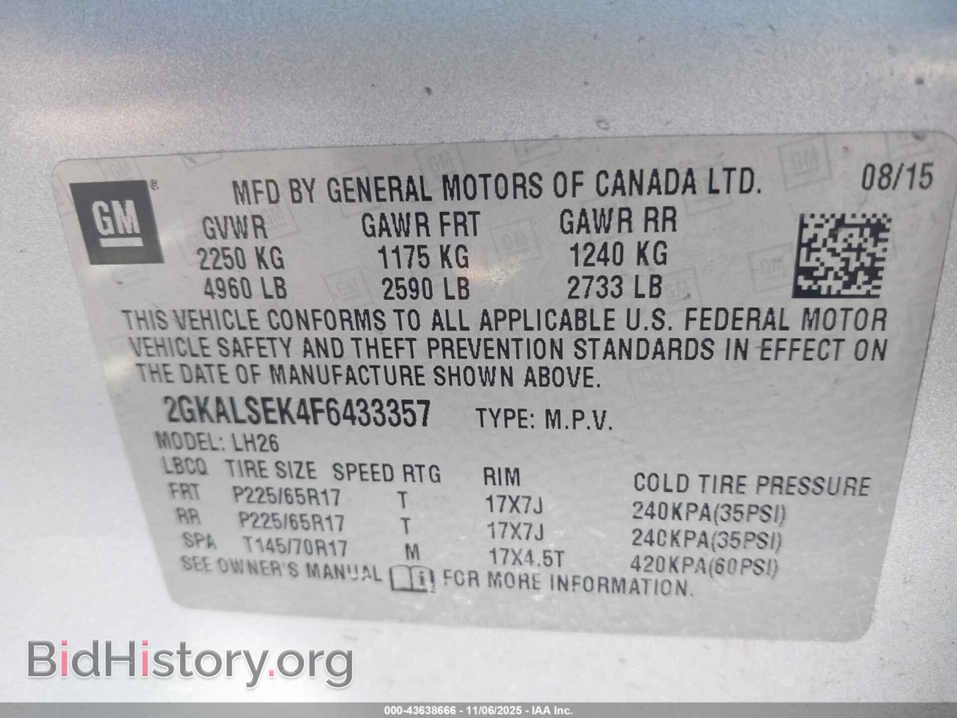 2015 GMC TERRAIN - VIN: 2GKALSEK4F6433357 - Photo 9