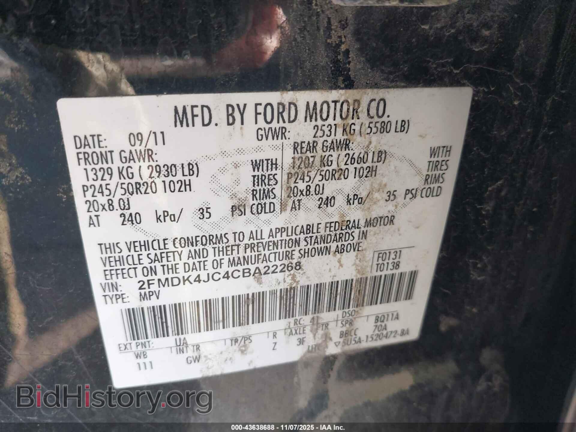 2012 FORD EDGE - VIN: 2FMDK4JC4CBA22268 - Photo 9