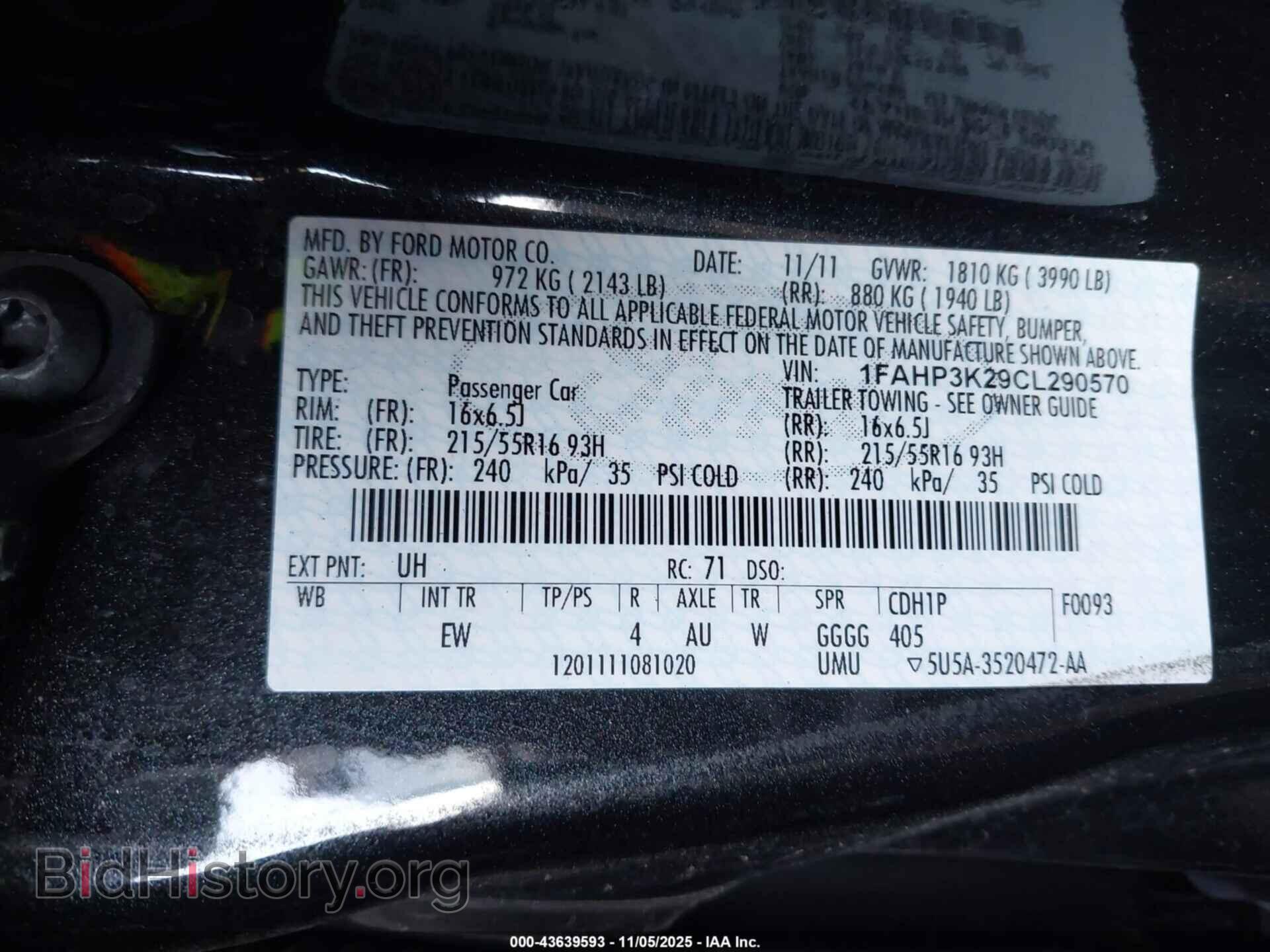2012 FORD FOCUS - VIN: 1FAHP3K29CL290570 - Фото 9