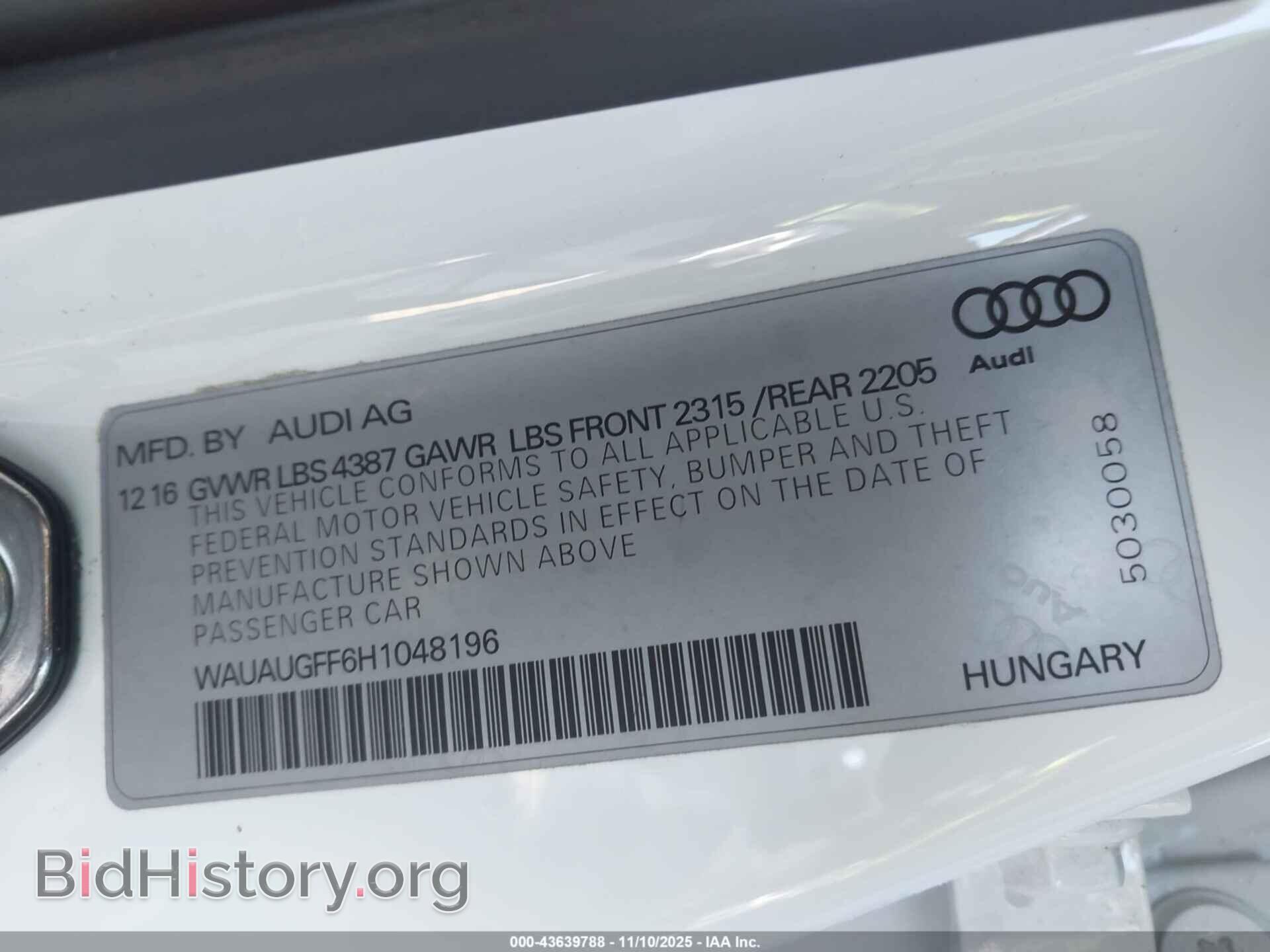 2017 AUDI A3 - VIN: WAUAUGFF6H1048196 - Фото 9