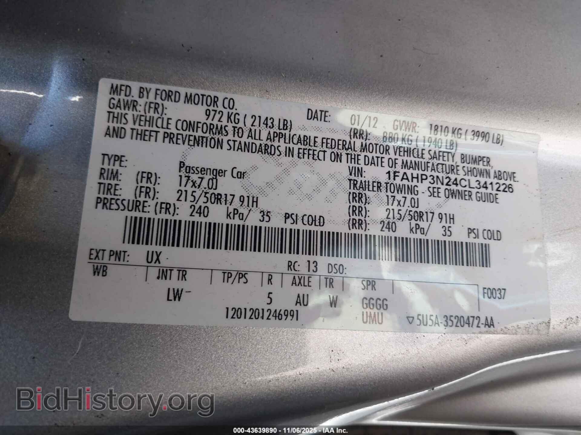 2012 FORD FOCUS - VIN: 1FAHP3N24CL341226 - Фото 9