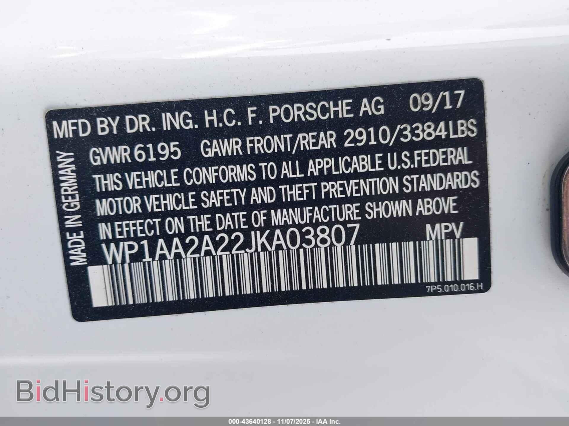 2018 PORSCHE CAYENNE - VIN: WP1AA2A22JKA03807 - Фото 9