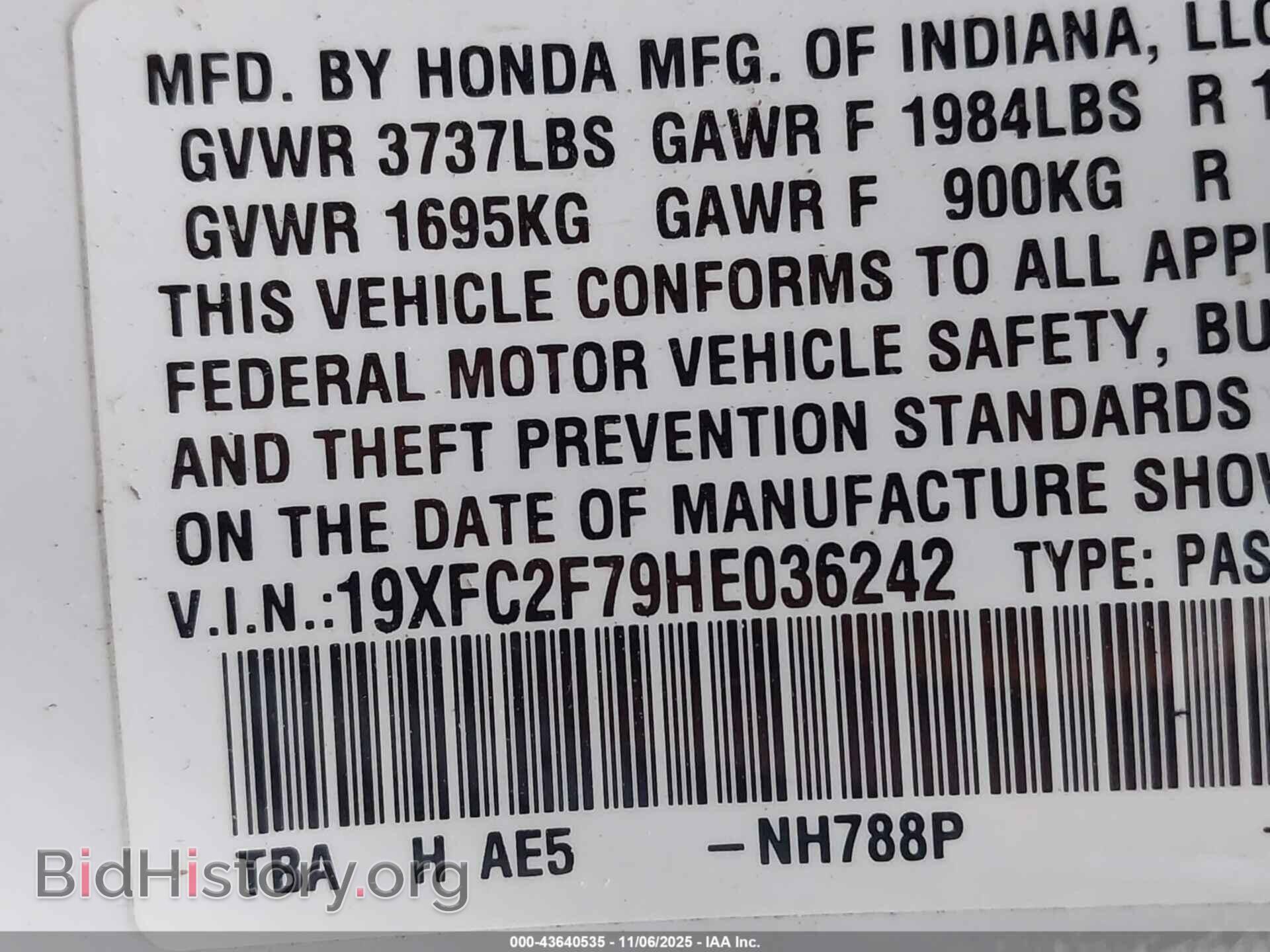 2017 HONDA CIVIC - VIN: 19XFC2F79HE036242 - Фото 9