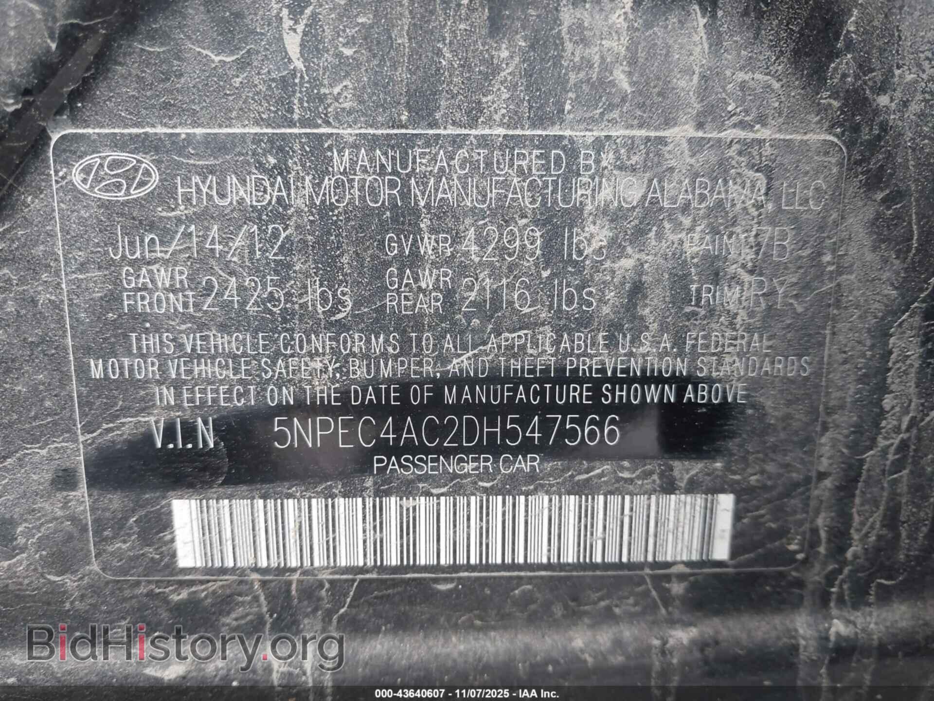 2013 HYUNDAI SONATA - VIN: 5NPEC4AC2DH547566 - Фото 9