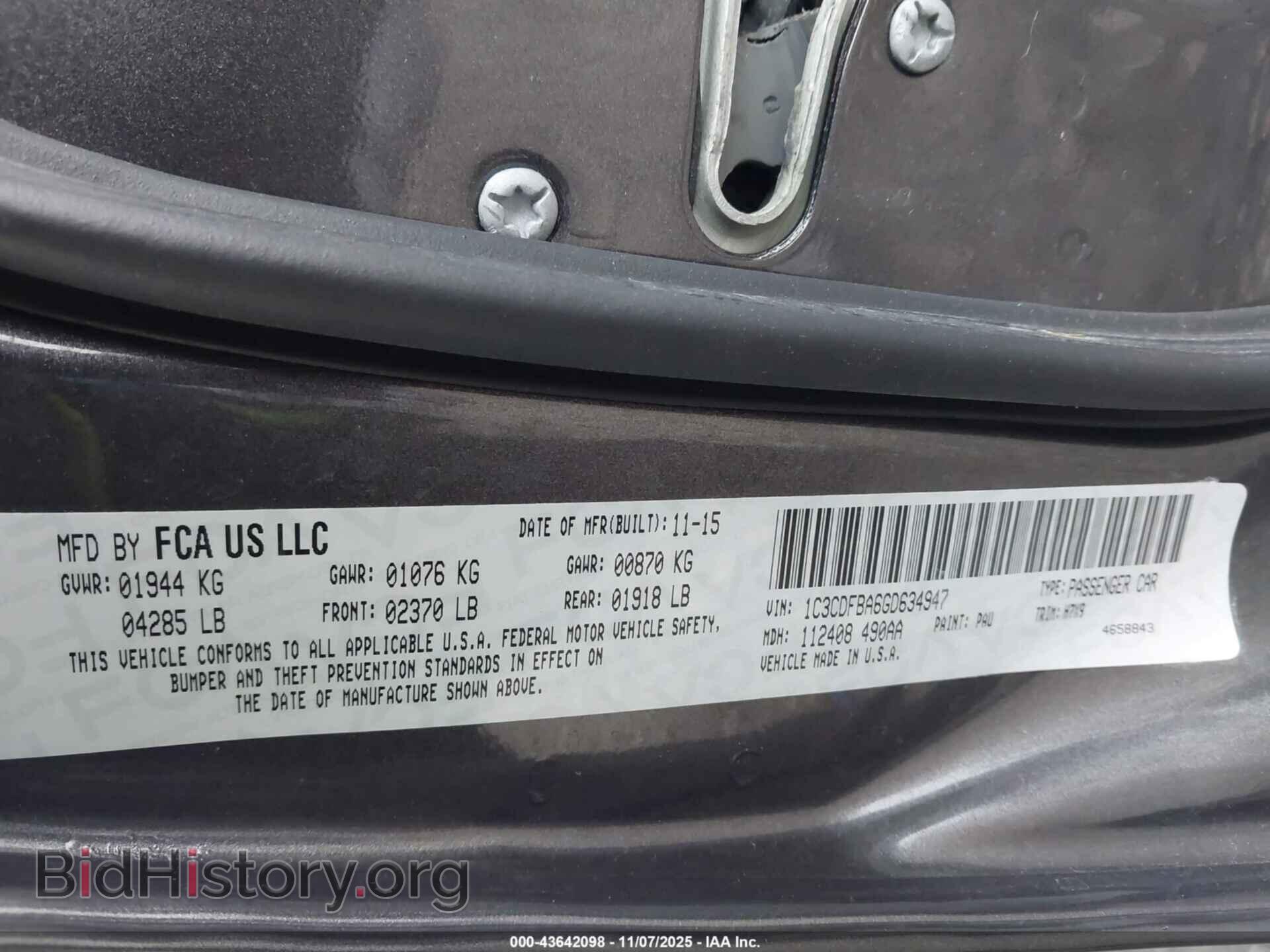 2016 DODGE DART - VIN: 1C3CDFBA6GD634947 - Фото 9