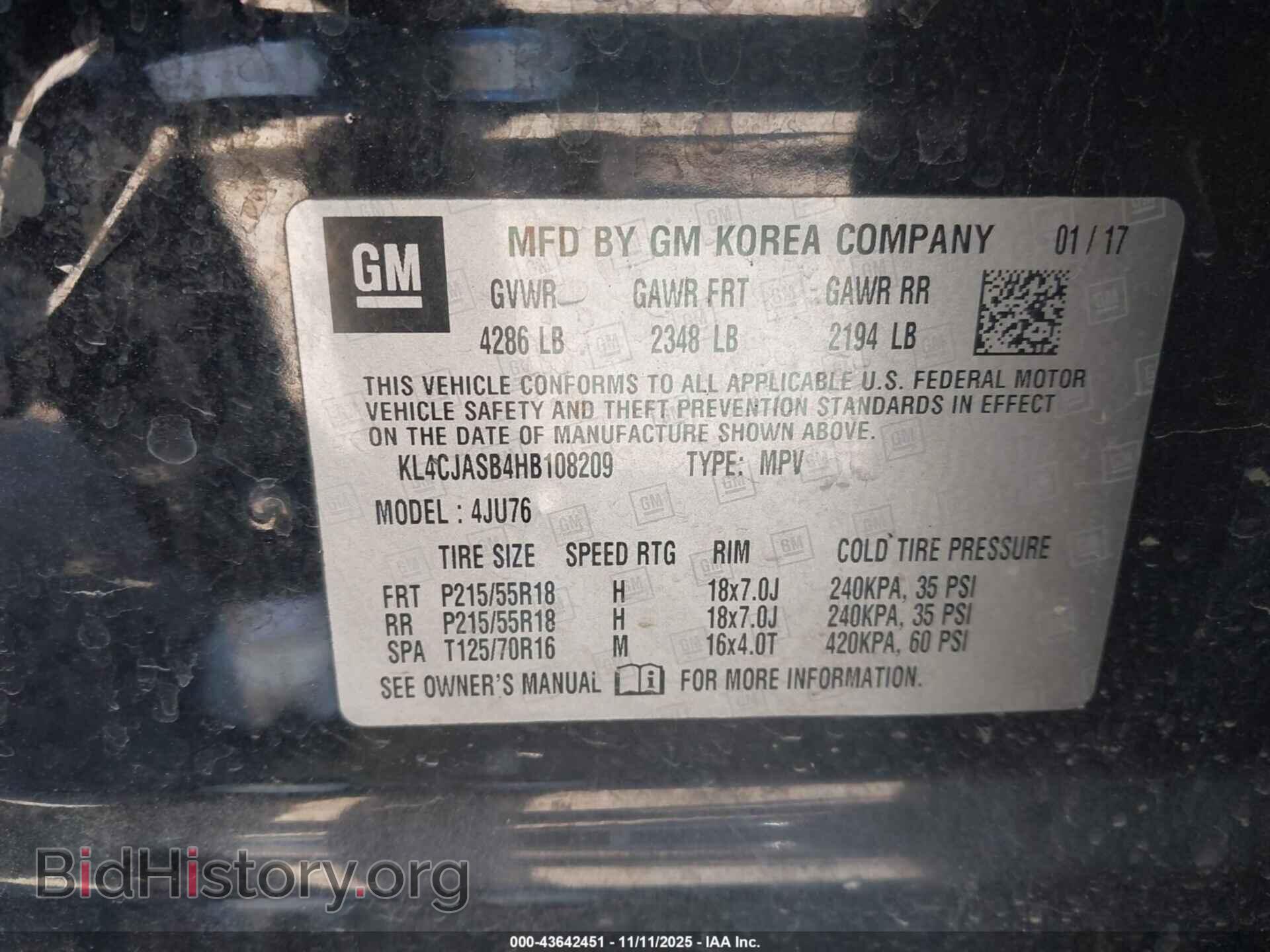2017 BUICK ENCORE - VIN: KL4CJASB4HB108209 - Фото 9