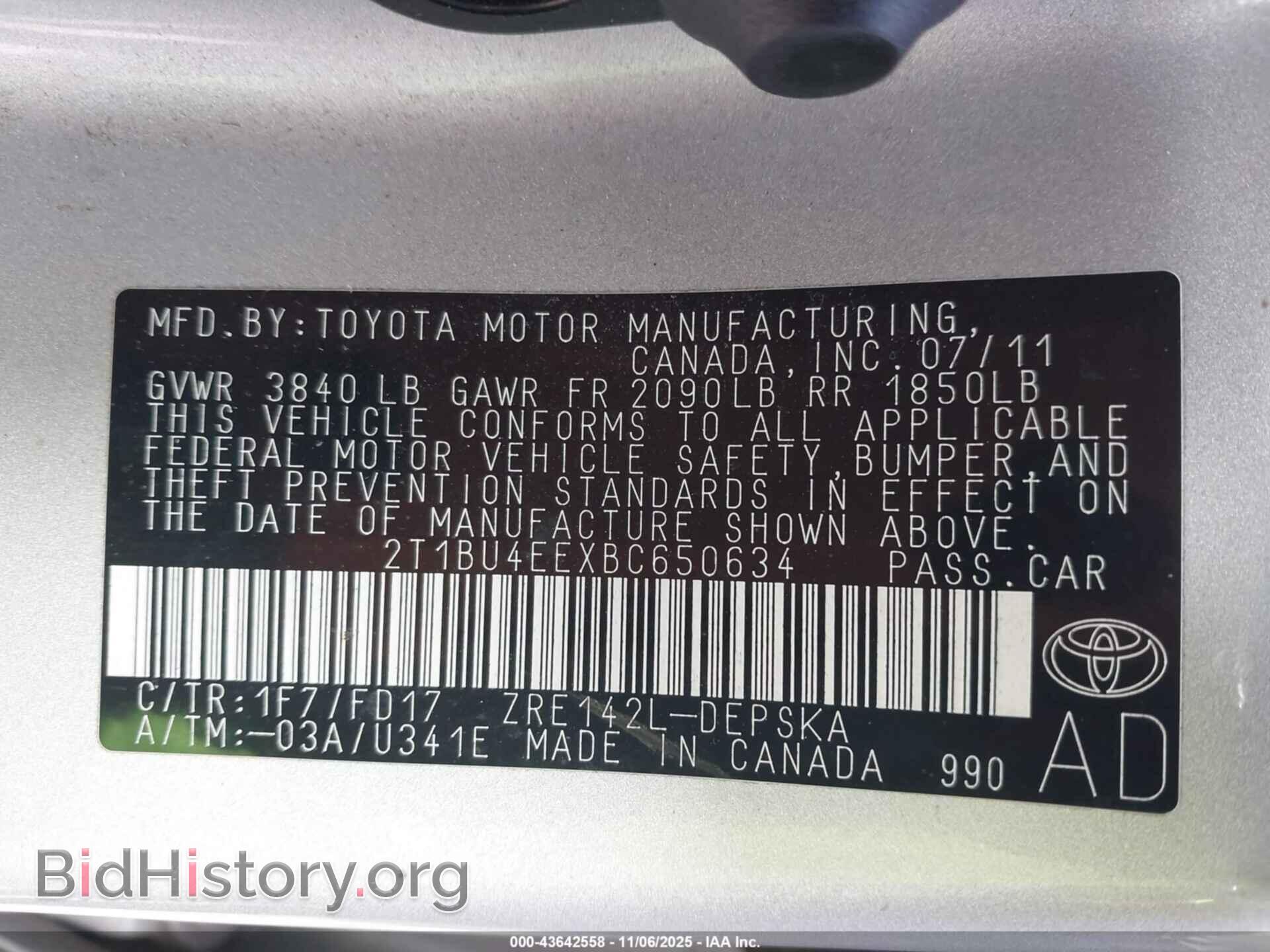 2011 TOYOTA COROLLA - VIN: 2T1BU4EEXBC650634 - Фото 9