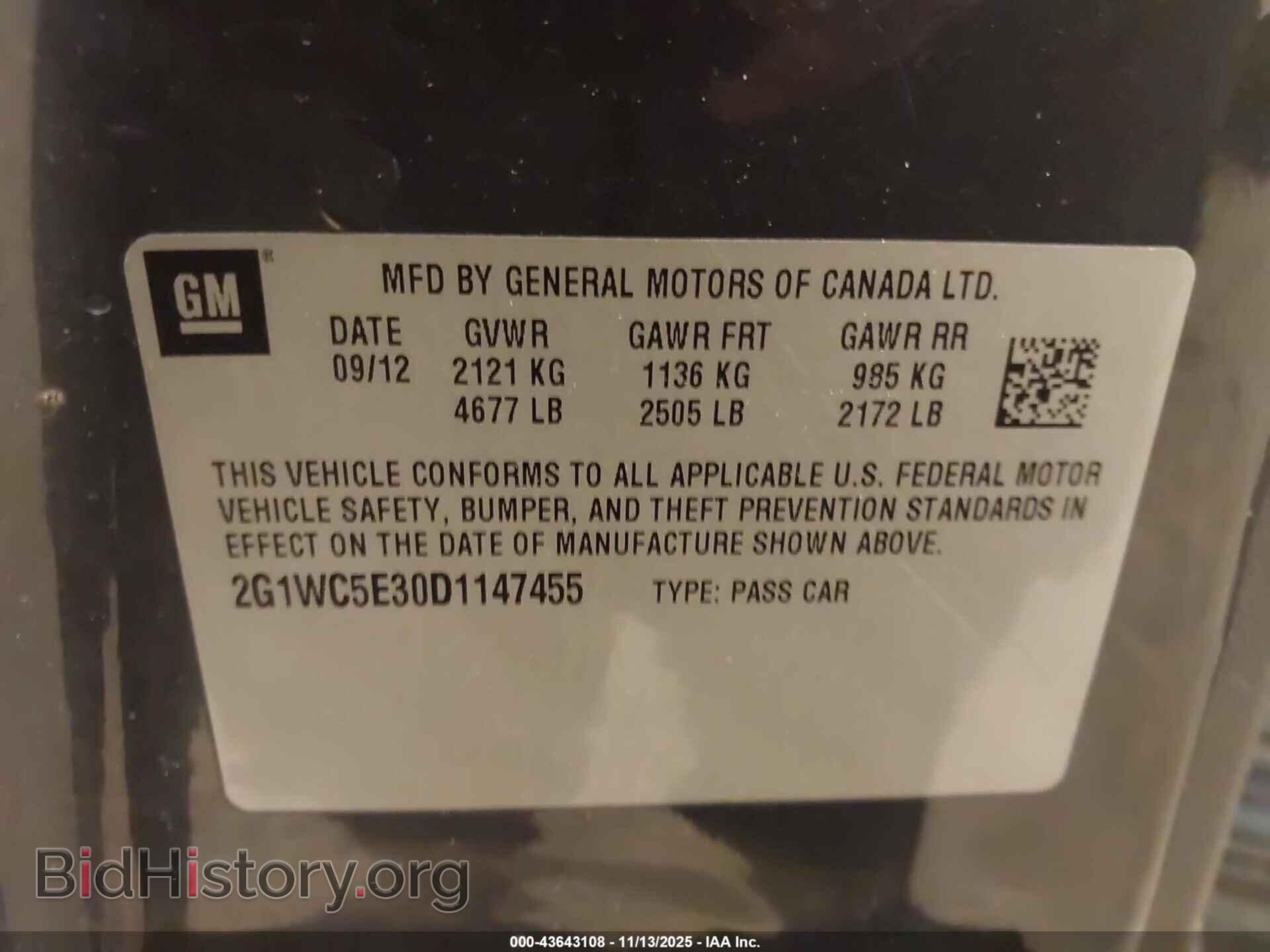 2013 CHEVROLET IMPALA - VIN: 2G1WC5E30D1147455 - Фото 9